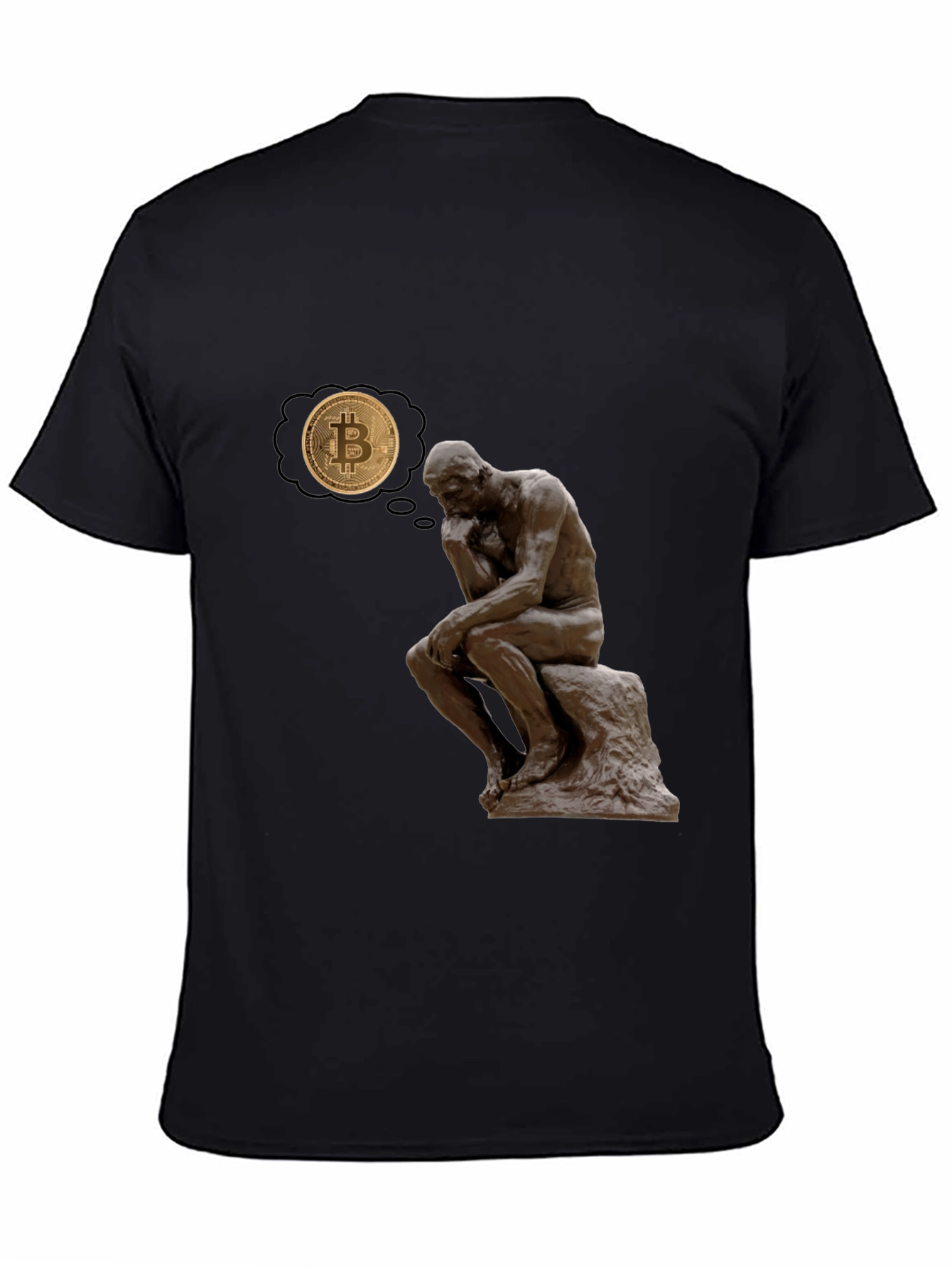 The Thinker Bitcoin Tee - Meditate on Crypto!