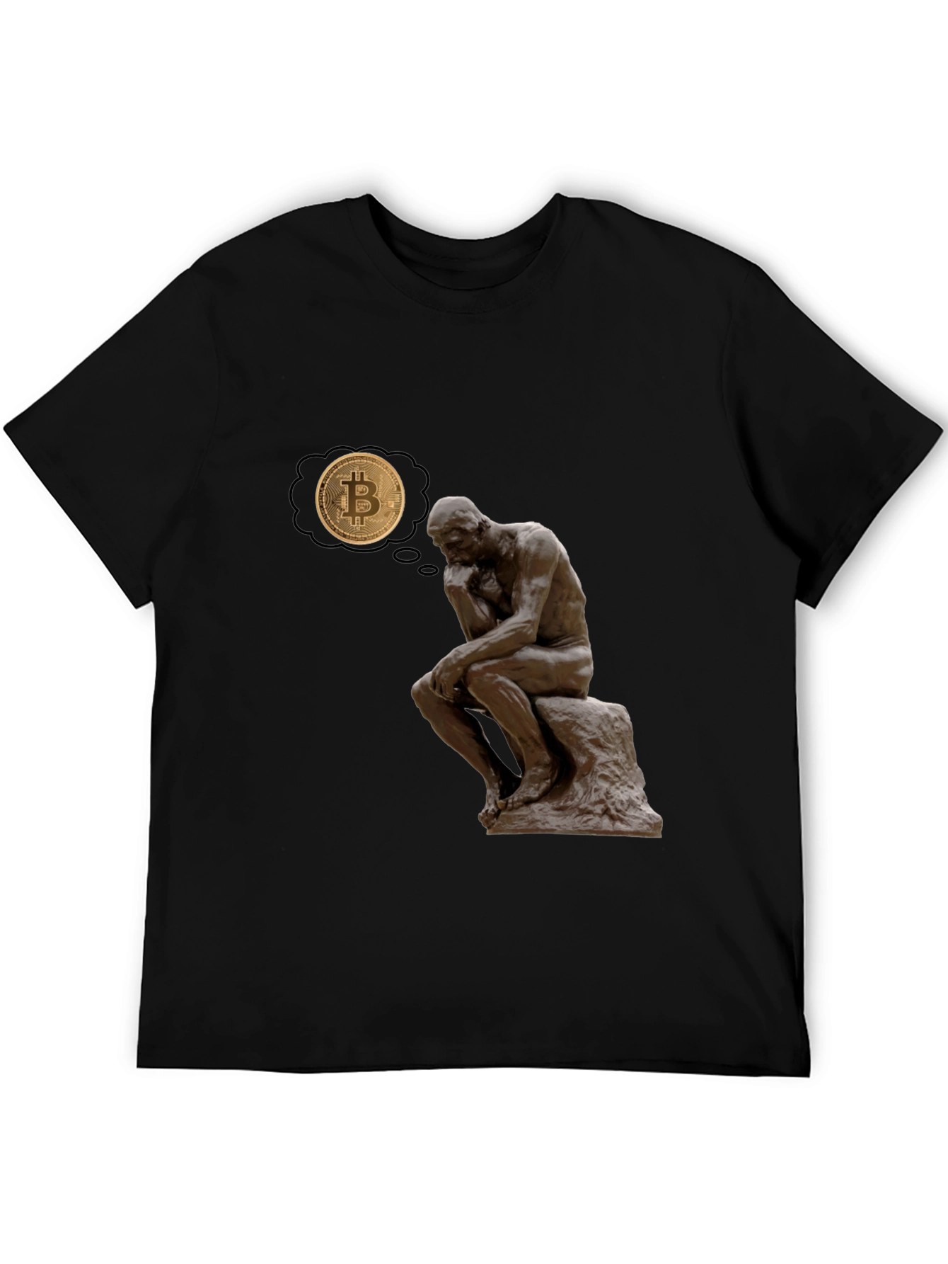 The Thinker Bitcoin Tee - Meditate on Crypto!