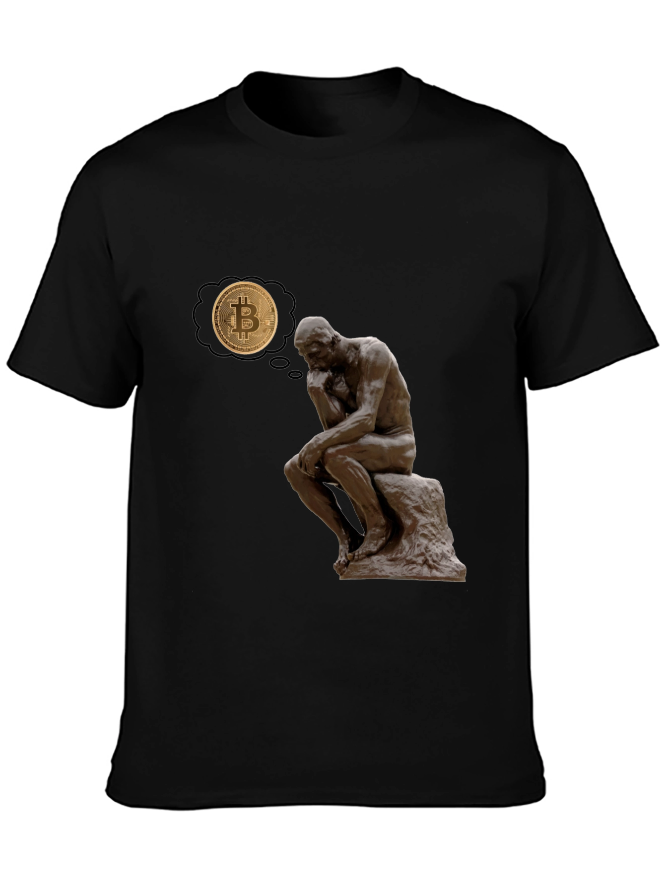 The Thinker Bitcoin Tee - Meditate on Crypto!