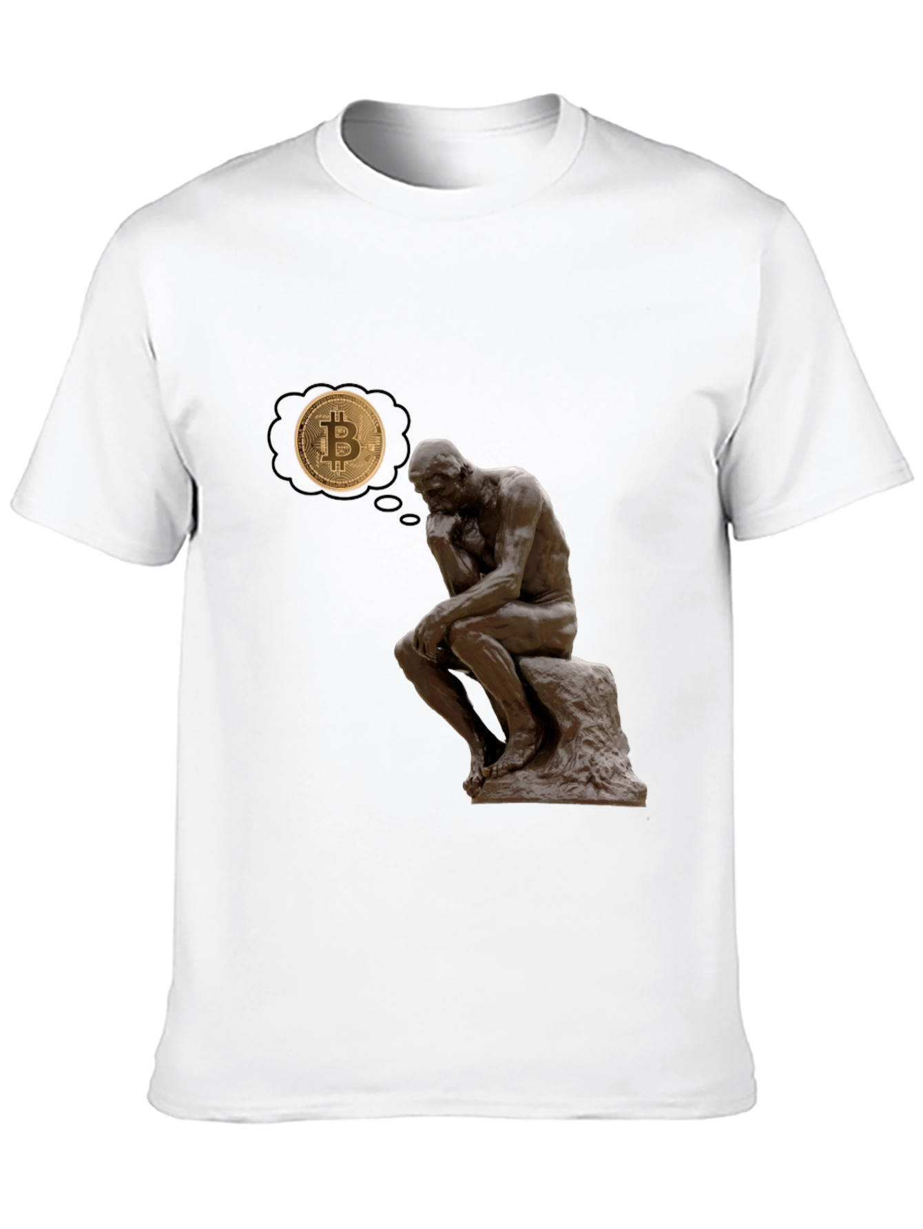 The Thinker Bitcoin Tee - Meditate on Crypto!