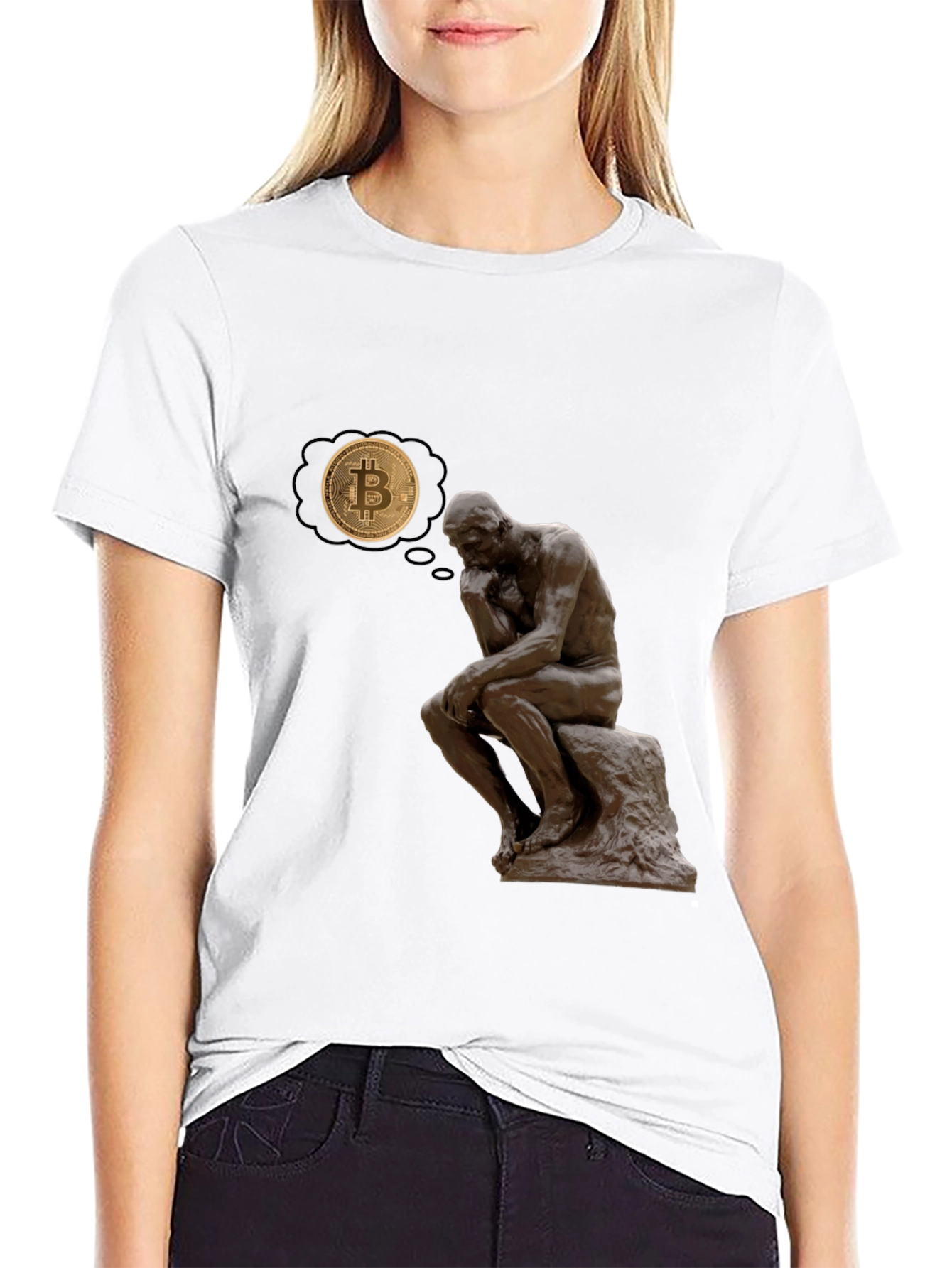 The Thinker Bitcoin Tee - Meditate on Crypto!