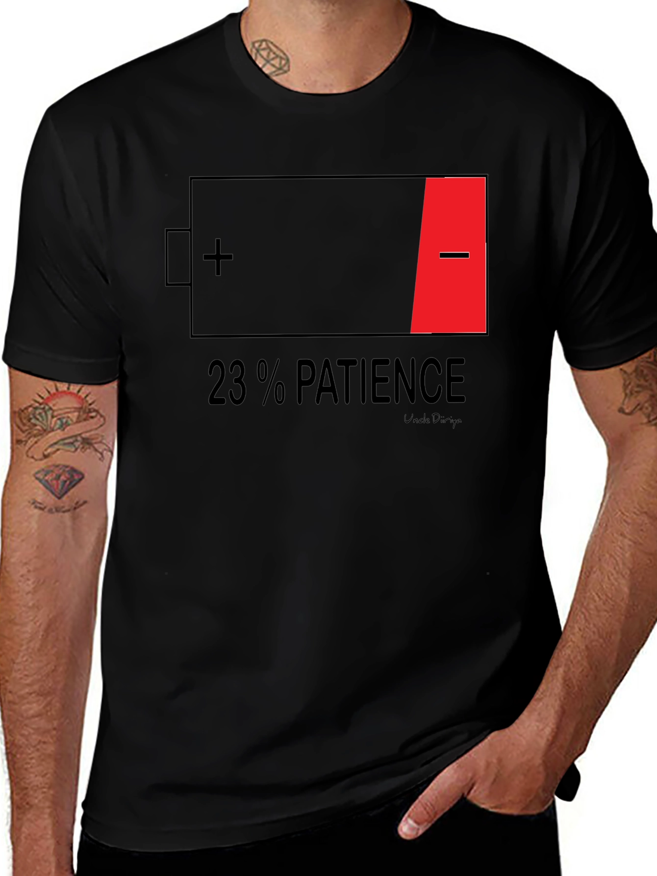 23% Patience Graphic T-Shirt - Black Humor Tee