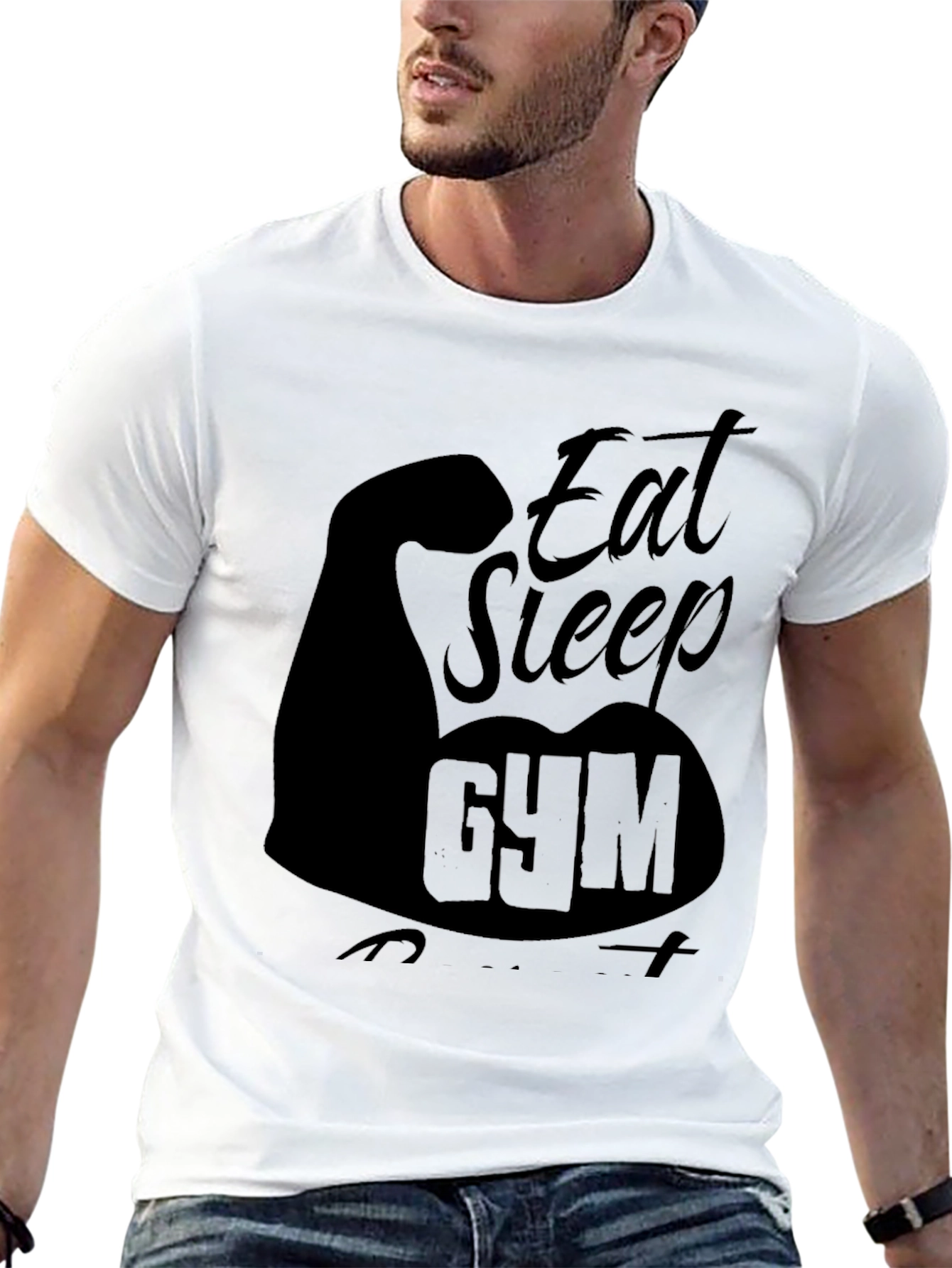 Eat Sleep Gym Black Graphic T-Shirt