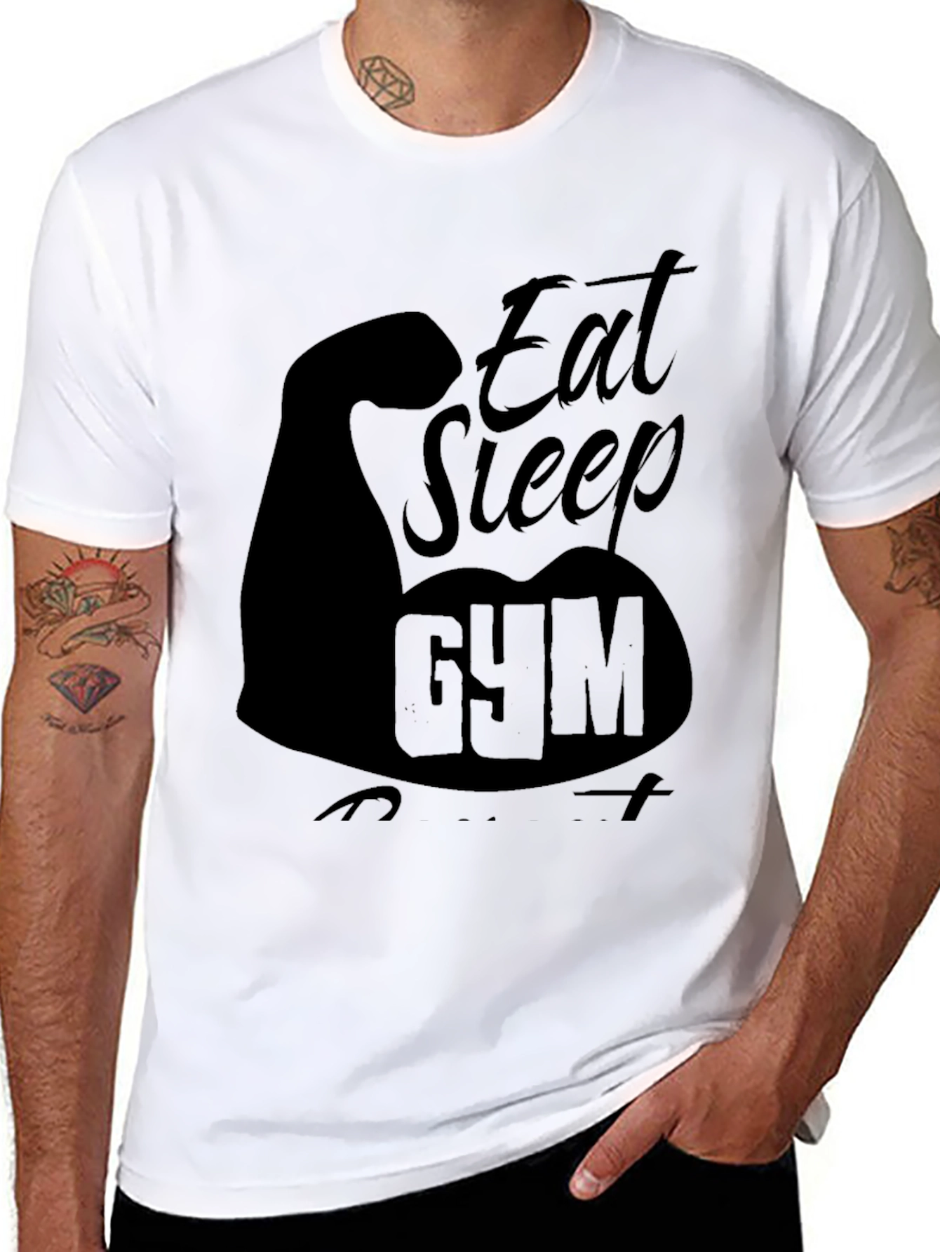 Eat Sleep Gym Black Graphic T-Shirt