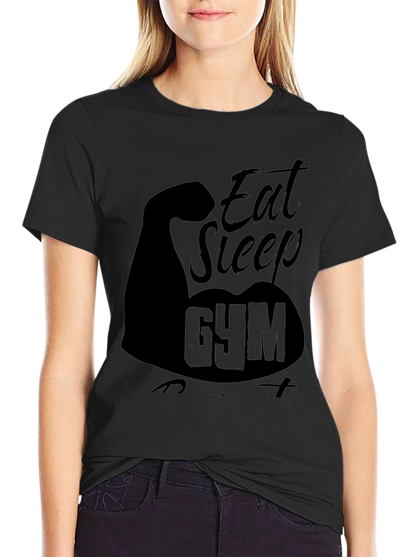 Eat Sleep Gym Black Graphic T-Shirt