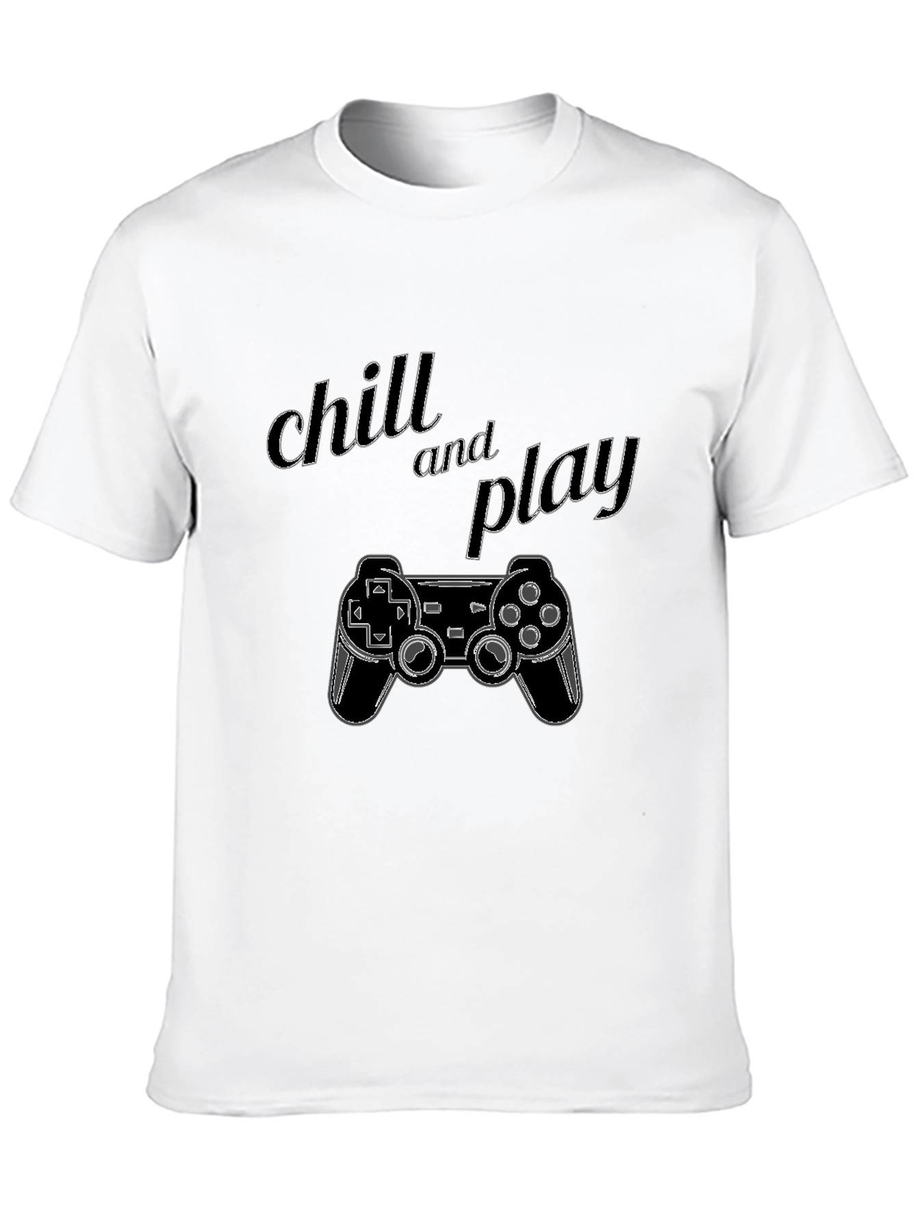 Chill and Play Gaming Controller Graphic Black T-Shirt