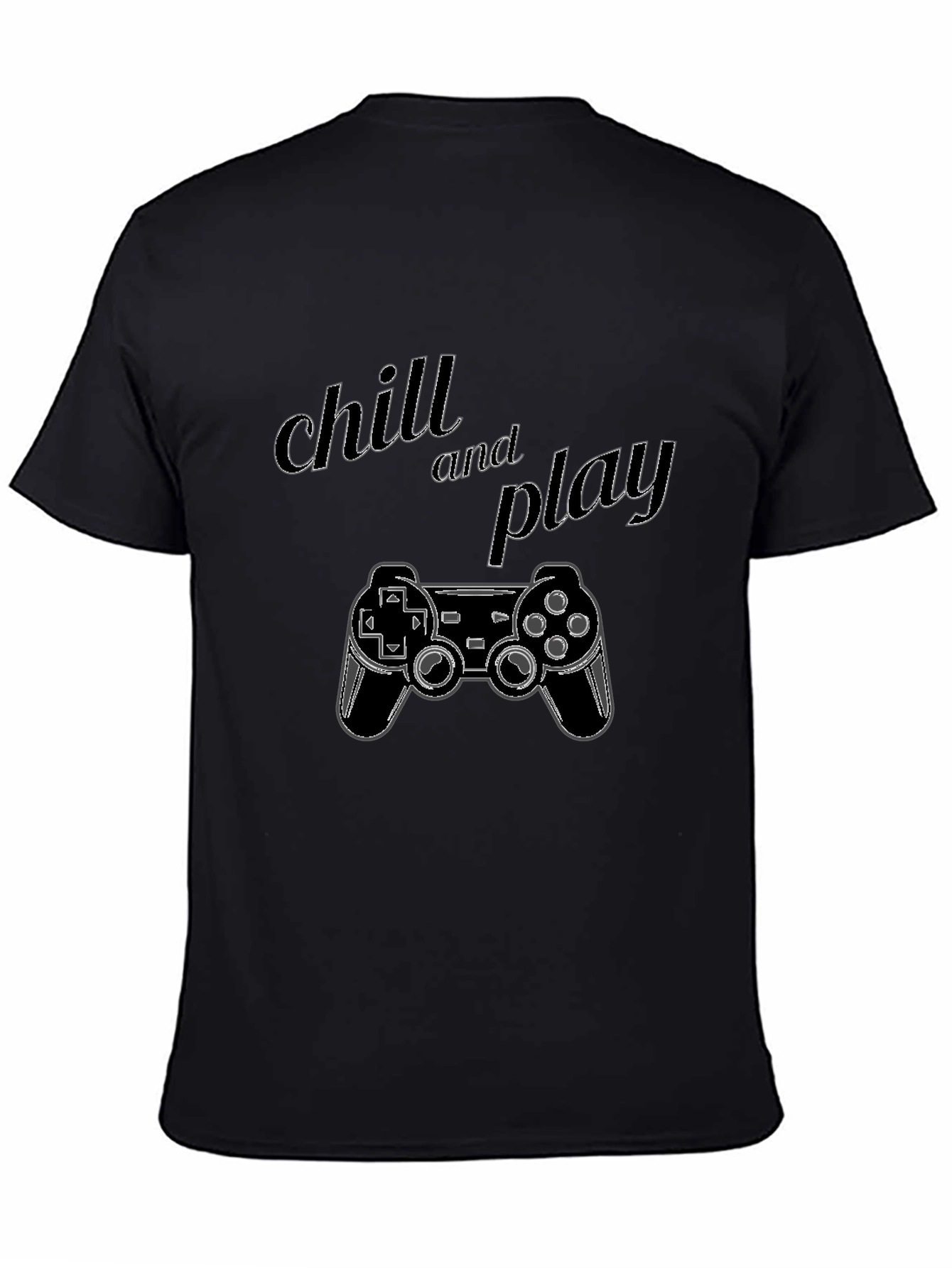 Chill and Play Gaming Controller Graphic Black T-Shirt