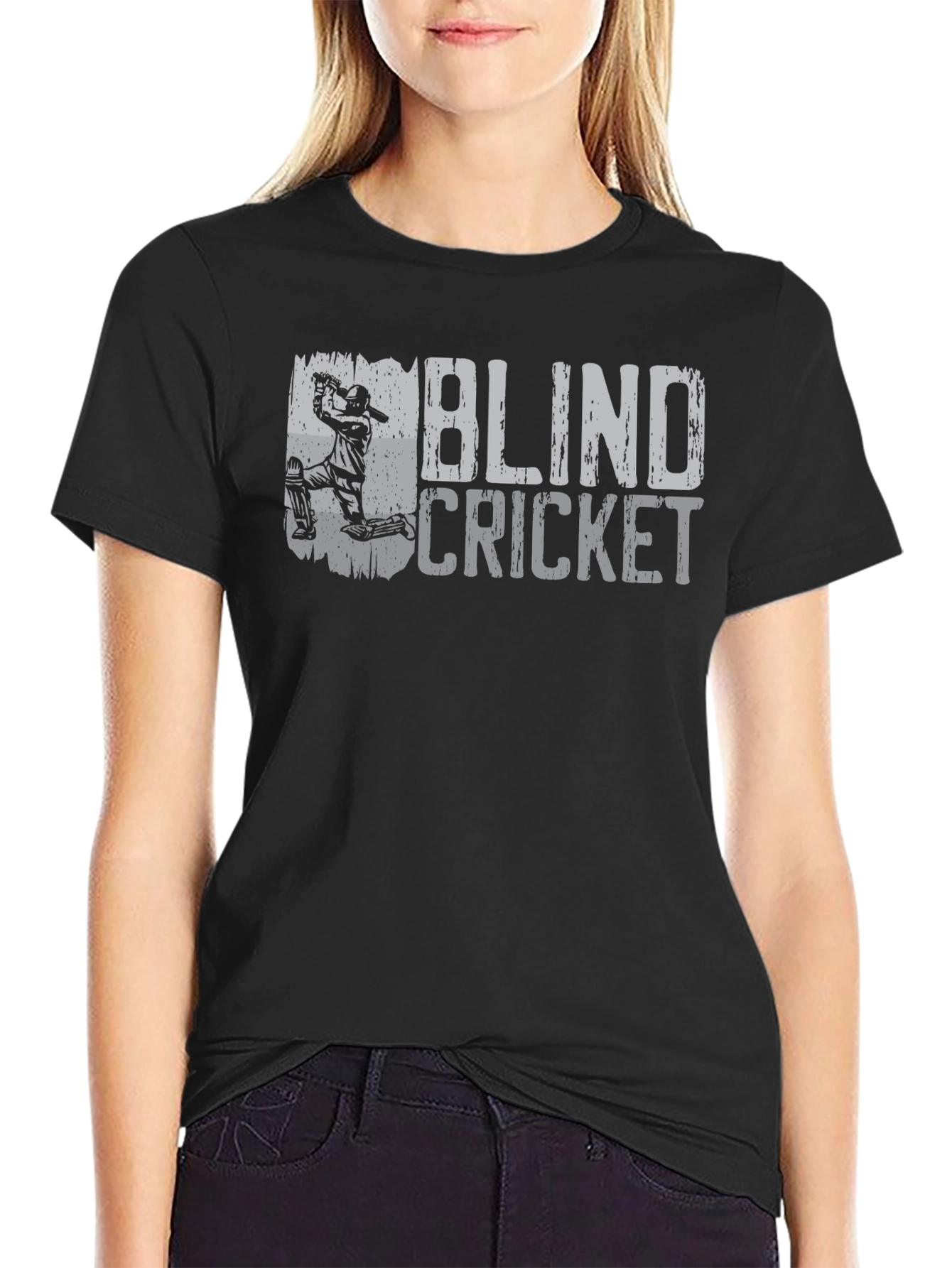 Blind Cricket Graphic Tee - Black Cotton