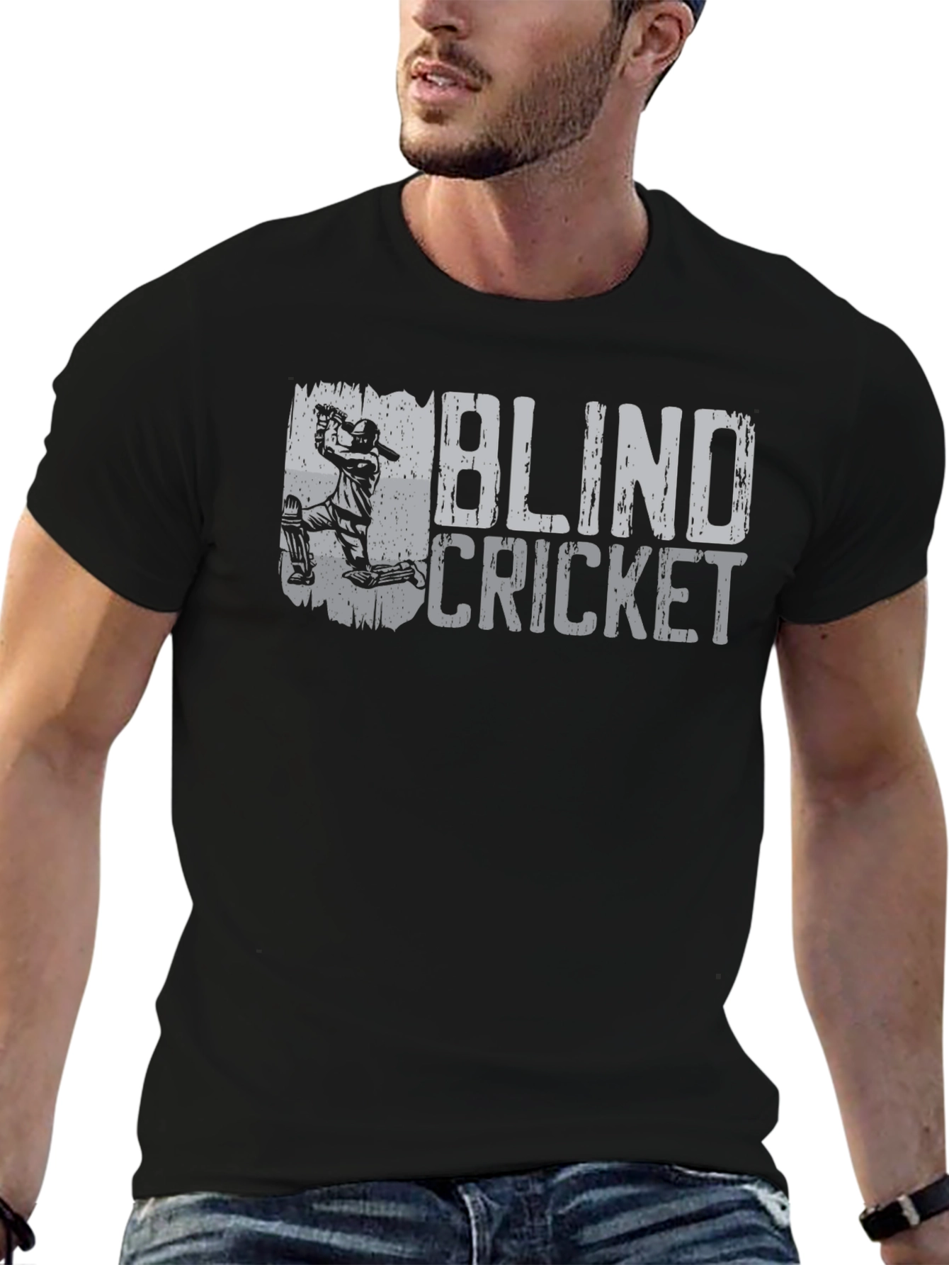Blind Cricket Graphic Tee - Black Cotton