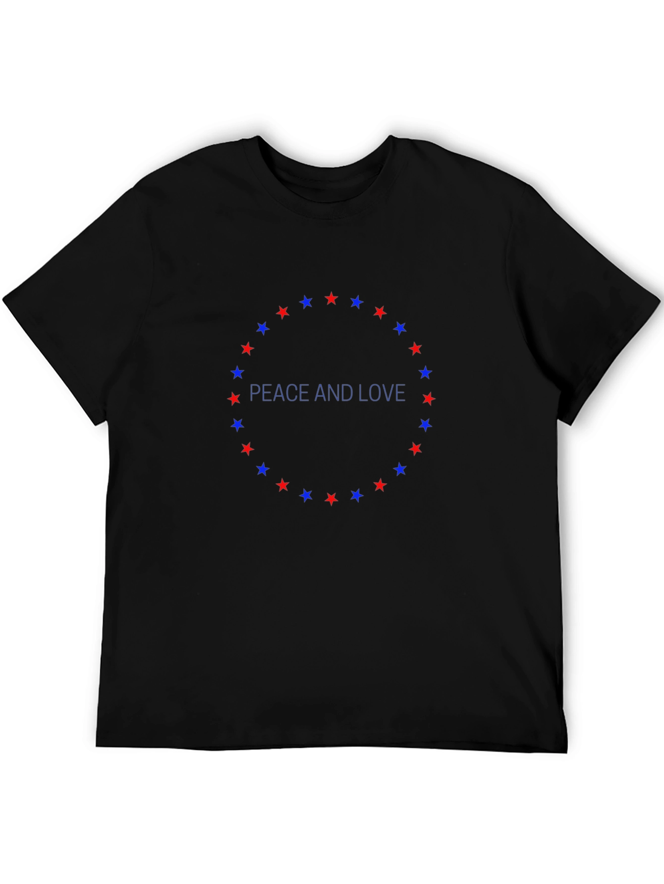 Peace and Love Star Circle Black T-Shirt