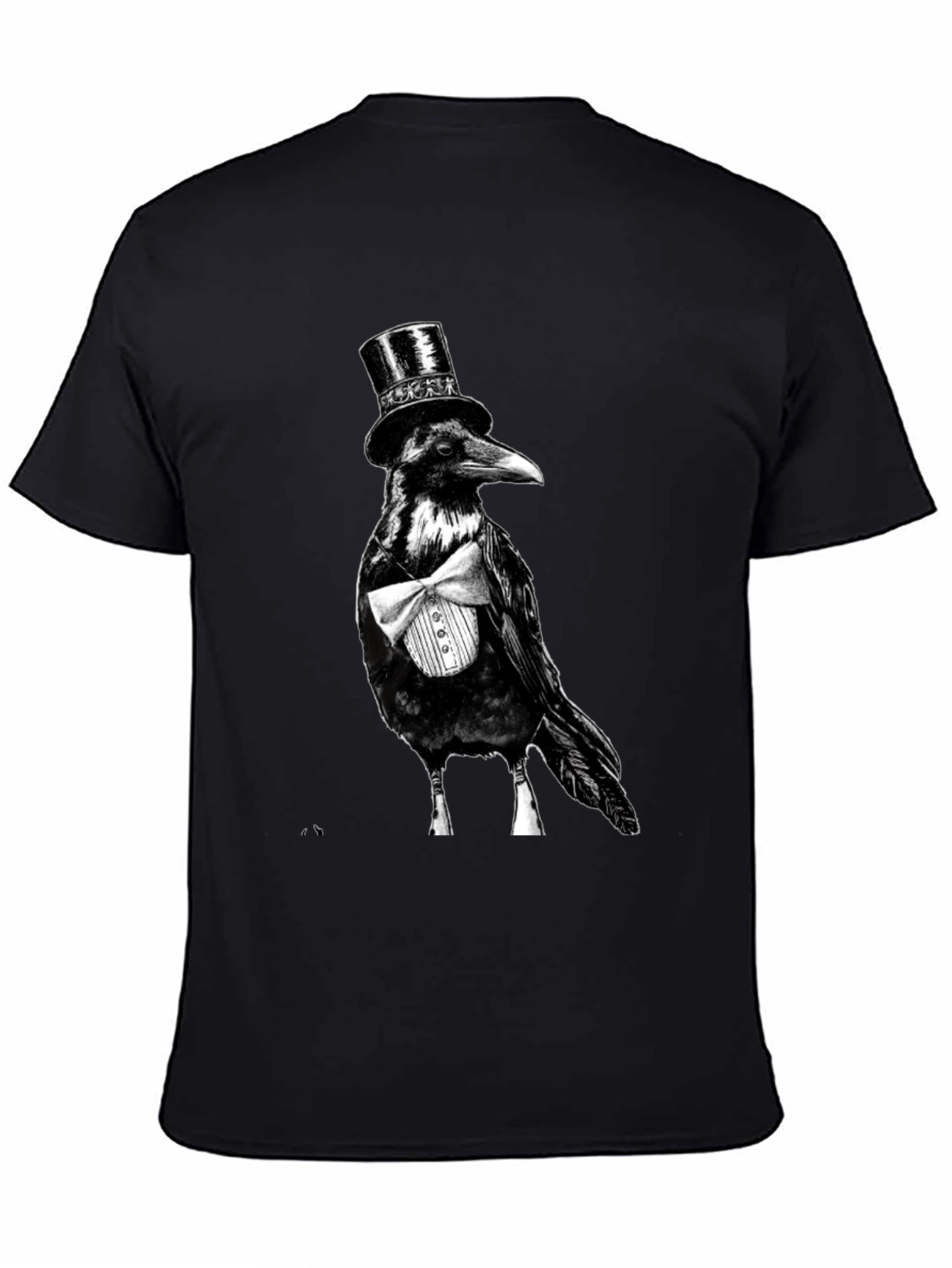 Raven Tuxedo Graphic Tee - Dapper Bird Black T-Shirt