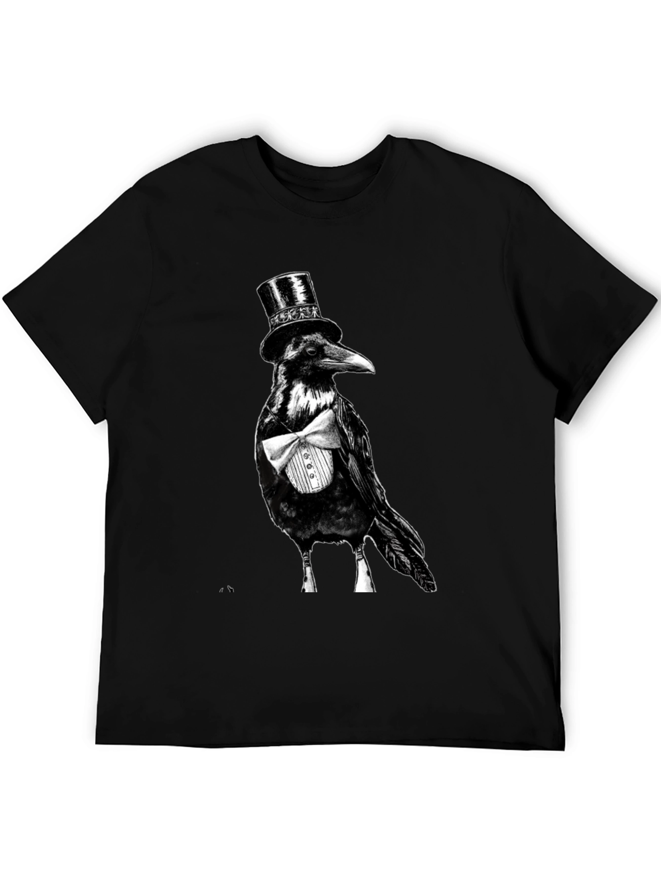 Raven Tuxedo Graphic Tee - Dapper Bird Black T-Shirt