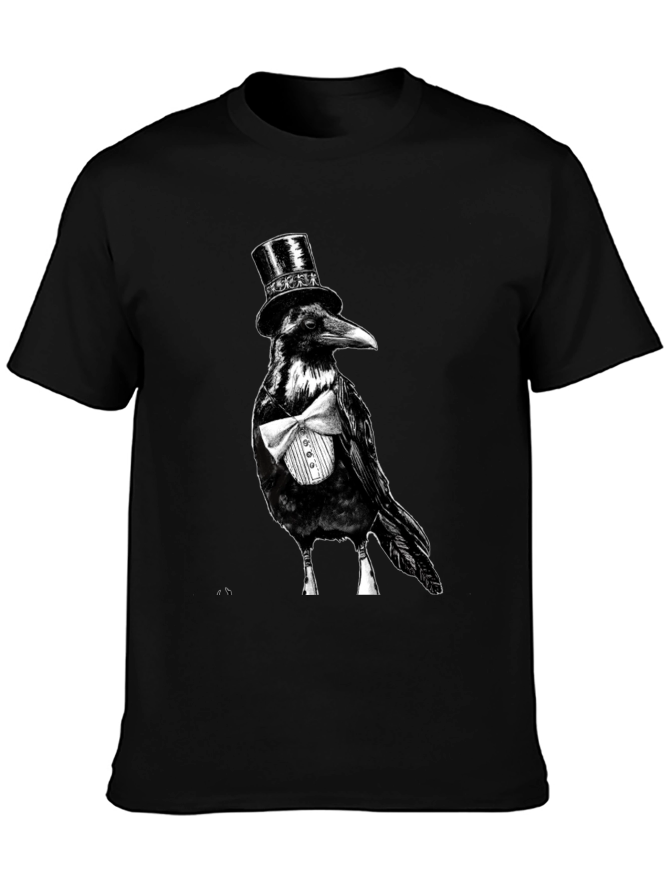 Raven Tuxedo Graphic Tee - Dapper Bird Black T-Shirt