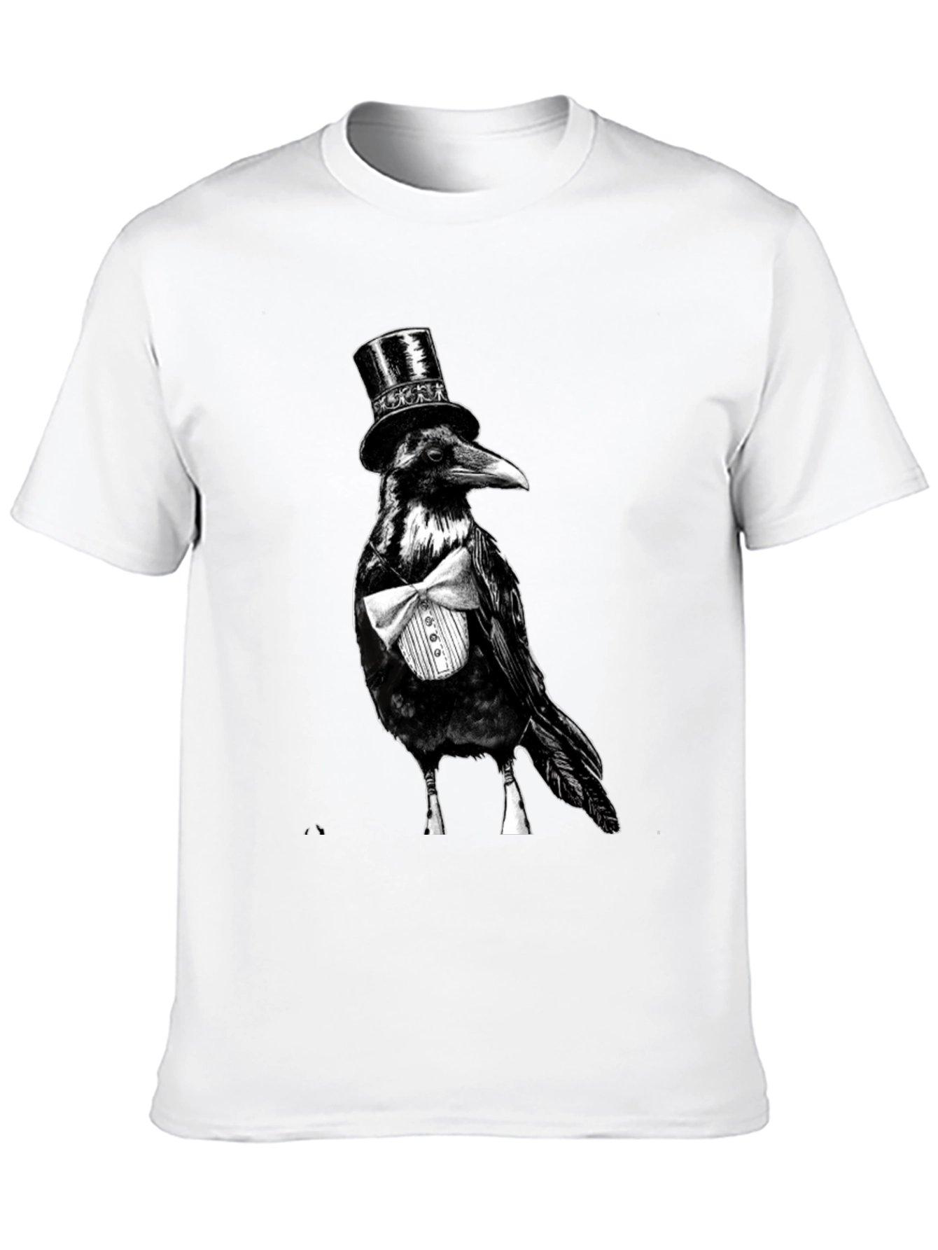 Raven Tuxedo Graphic Tee - Dapper Bird Black T-Shirt