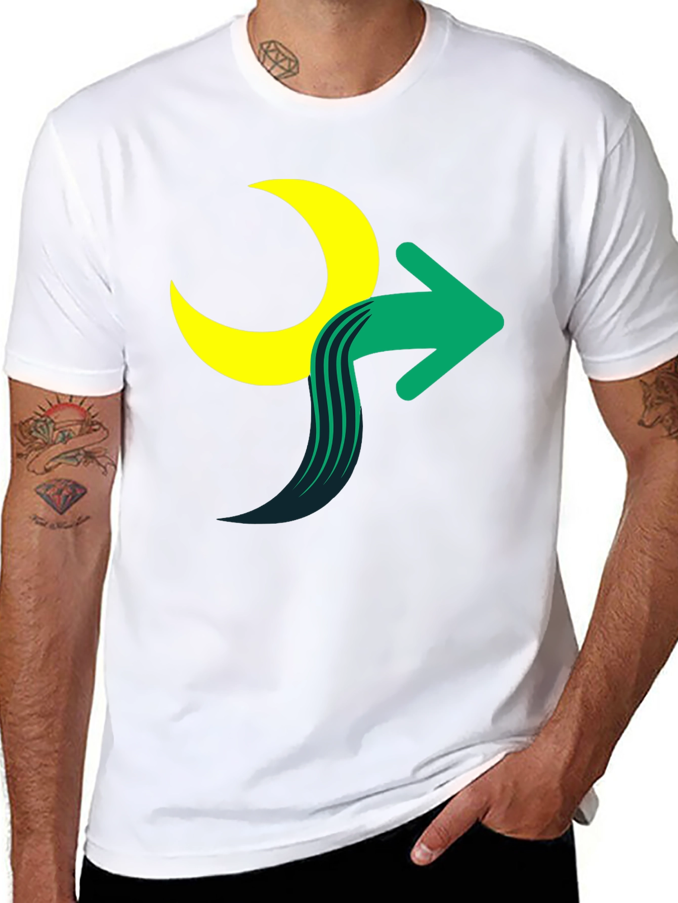 Moon Arrow Graphic Tee - Stylish Cotton Blend Shirt