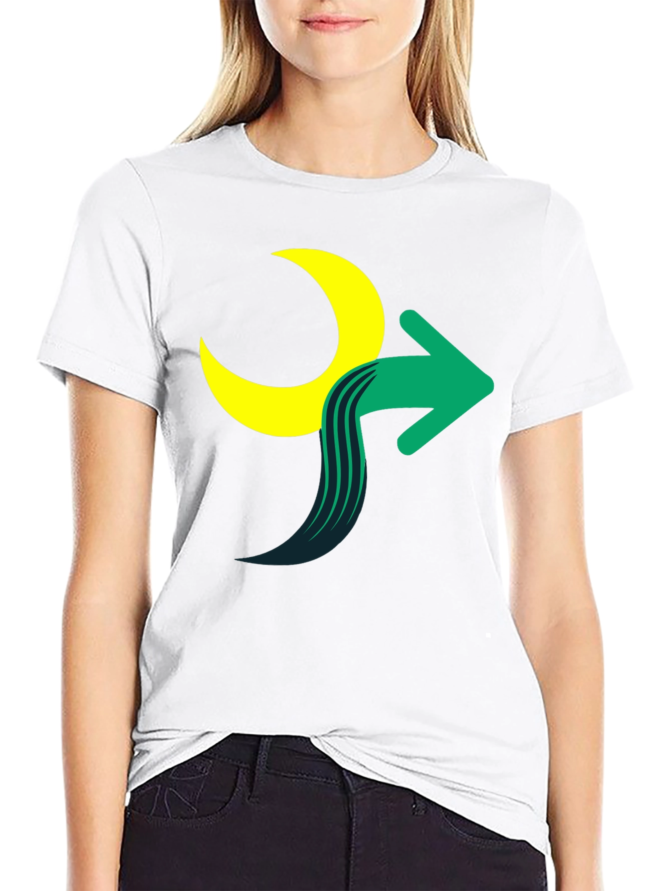Moon Arrow Graphic Tee - Stylish Cotton Blend Shirt