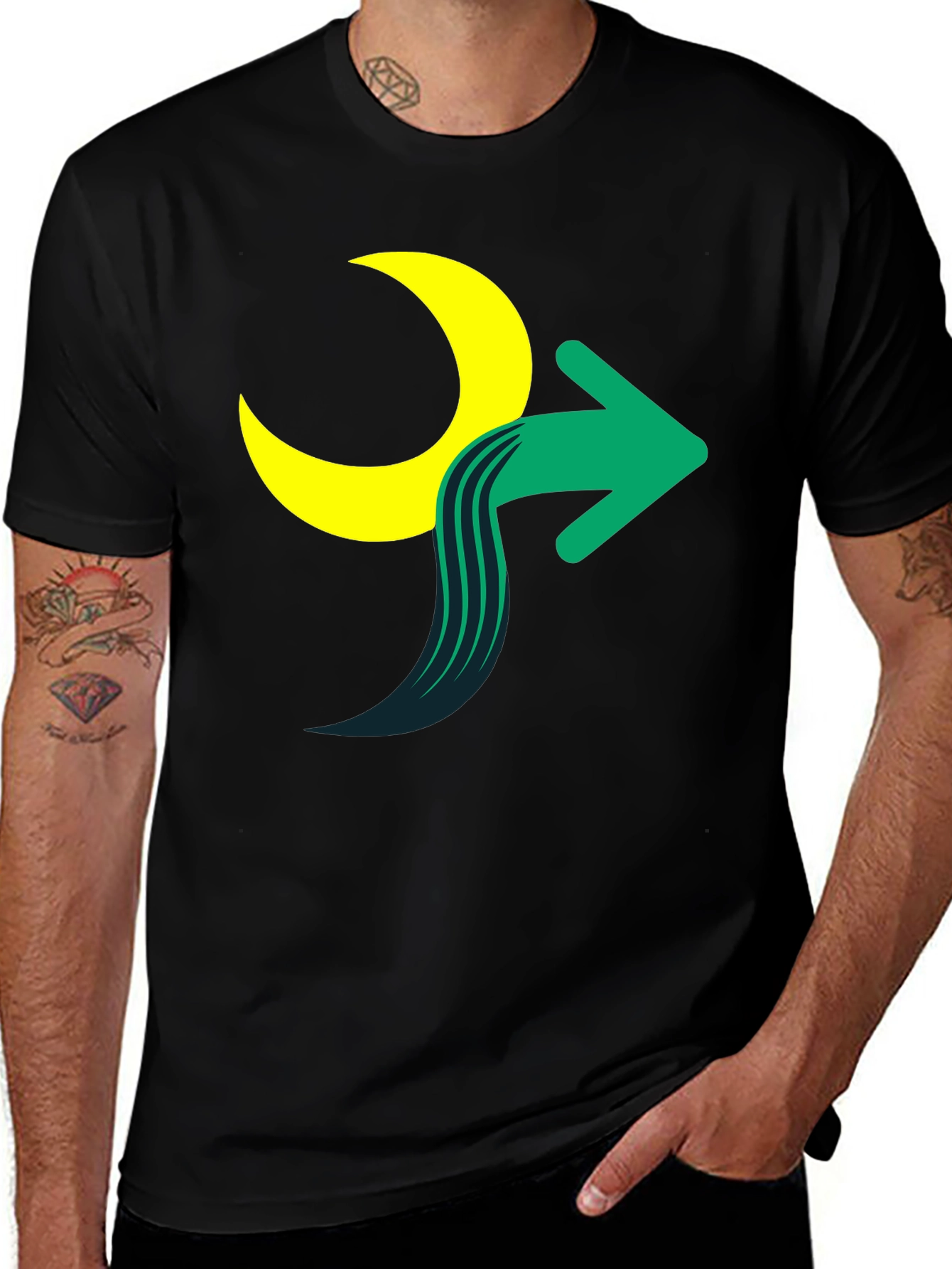 Moon Arrow Graphic Tee - Stylish Cotton Blend Shirt