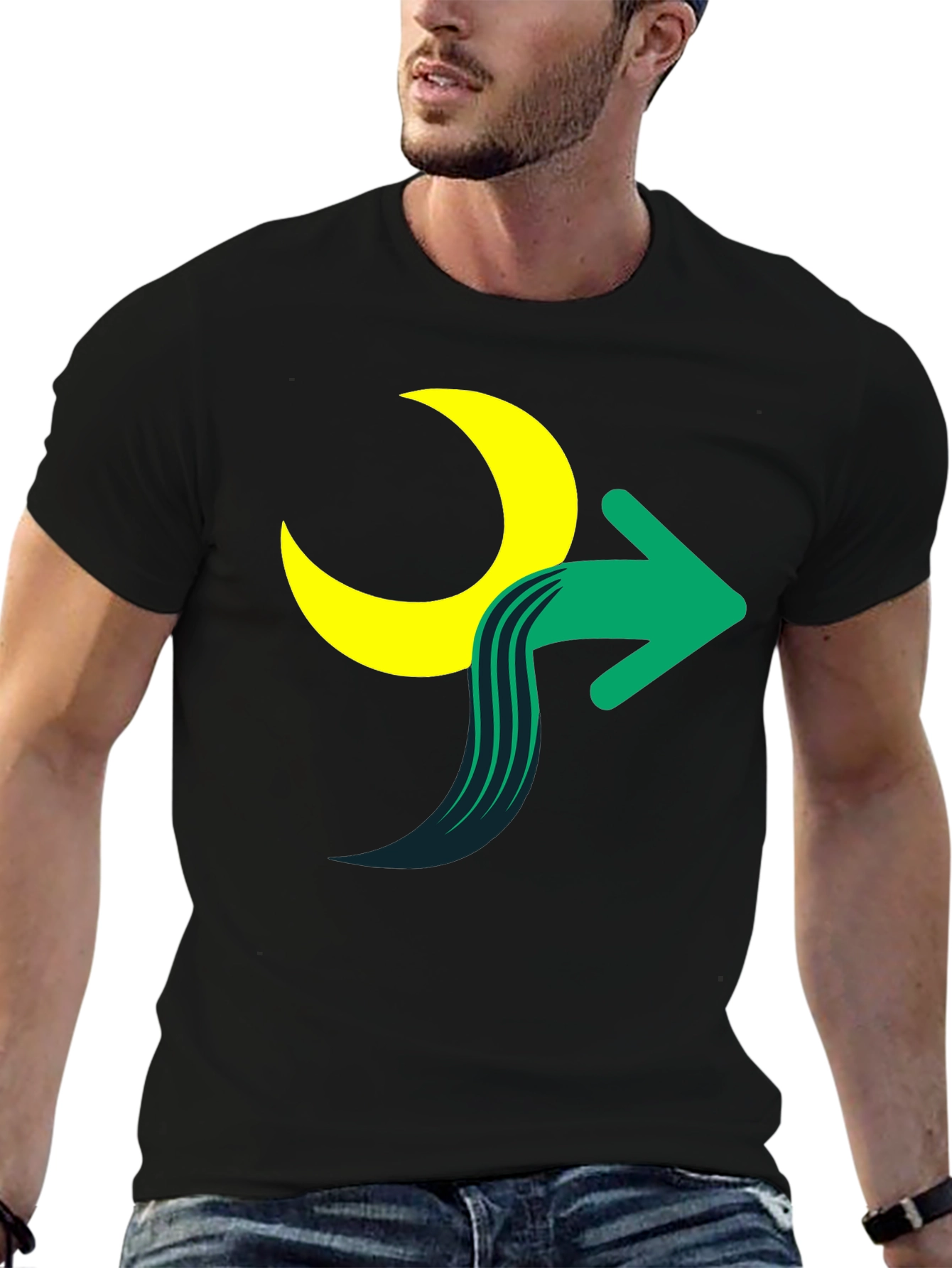 Moon Arrow Graphic Tee - Stylish Cotton Blend Shirt