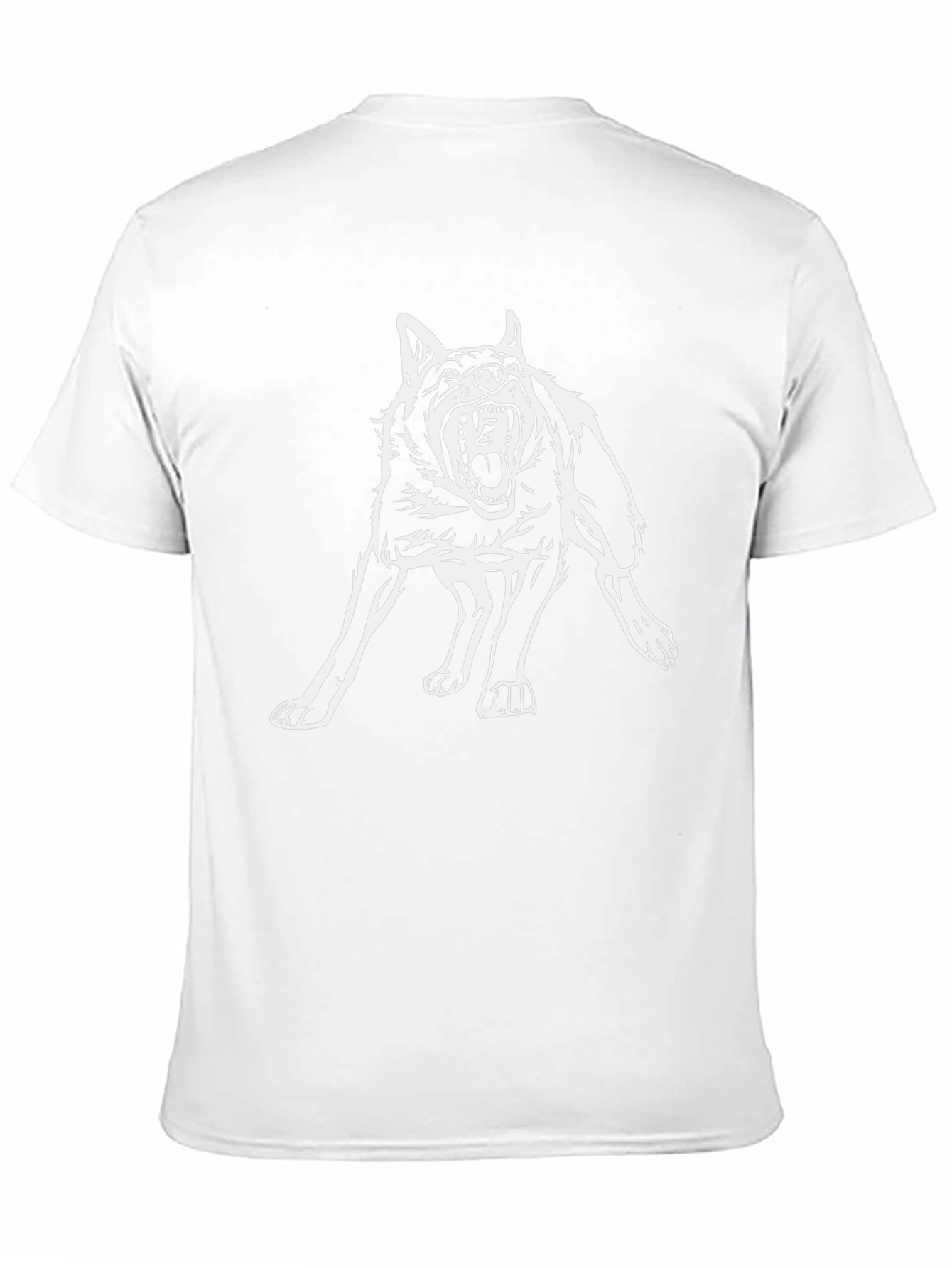 Black T-Shirt with Aggressive Wolf Graphic