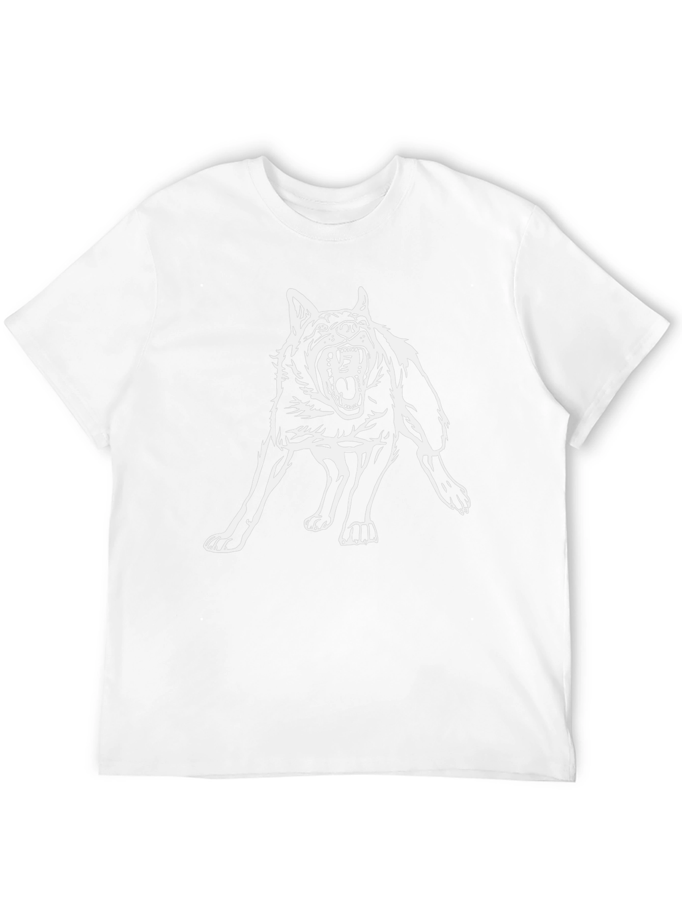 Black T-Shirt with Aggressive Wolf Graphic