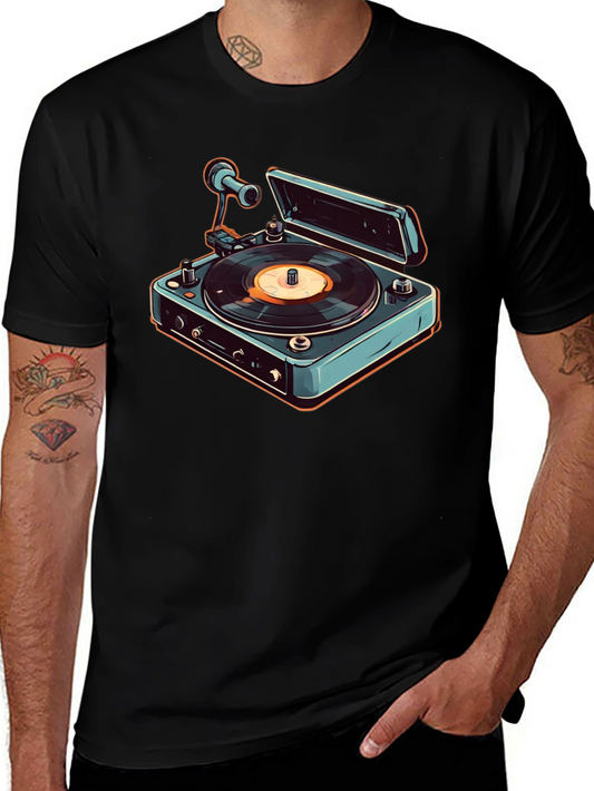 Retro Turntable Graphic Tee - Vintage Music Lover Shirt