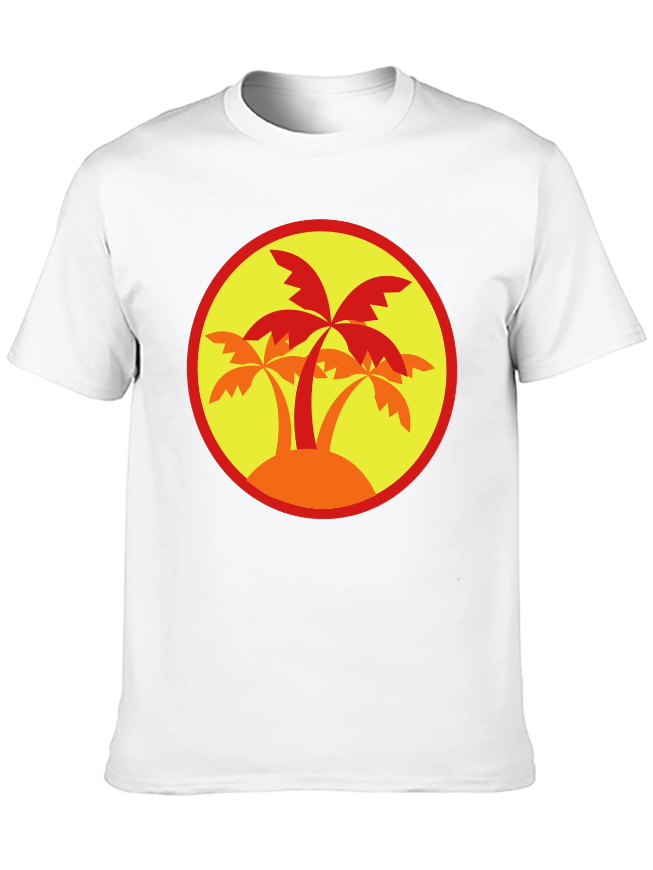 Palm Tree Graphic Tee - Black Round Neck
