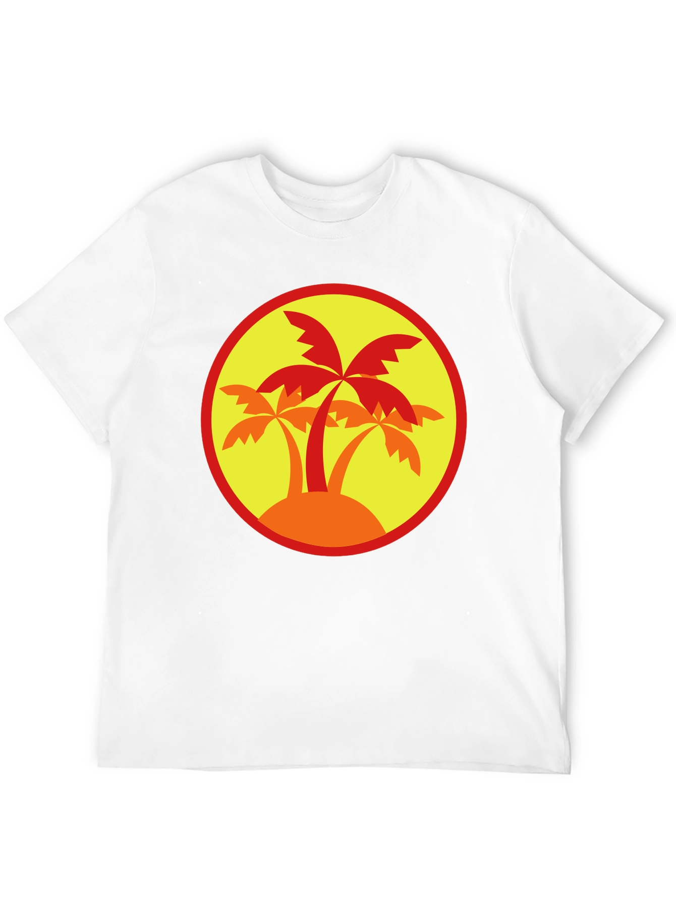 Palm Tree Graphic Tee - Black Round Neck
