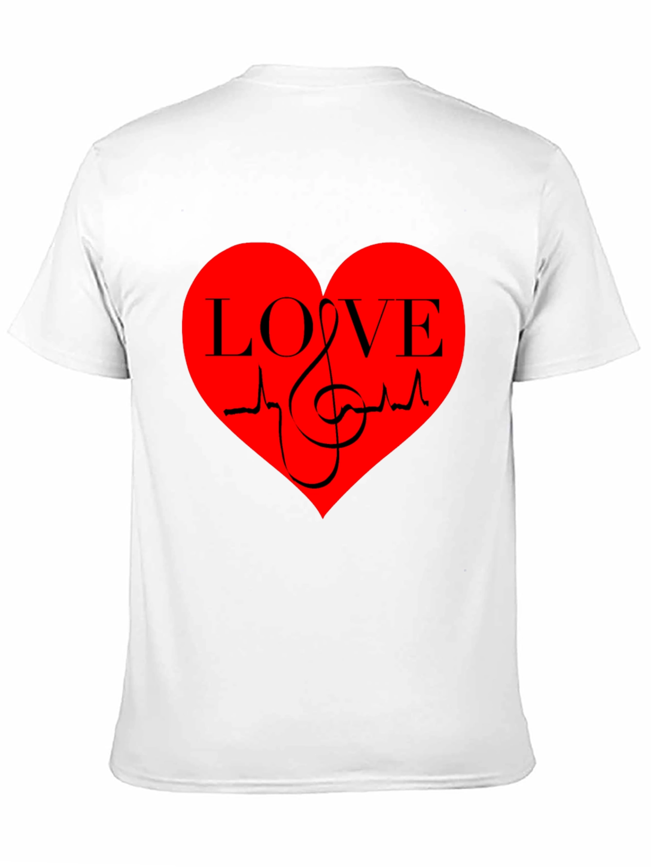 Love Music Heartbeat Graphic T-Shirt - Black