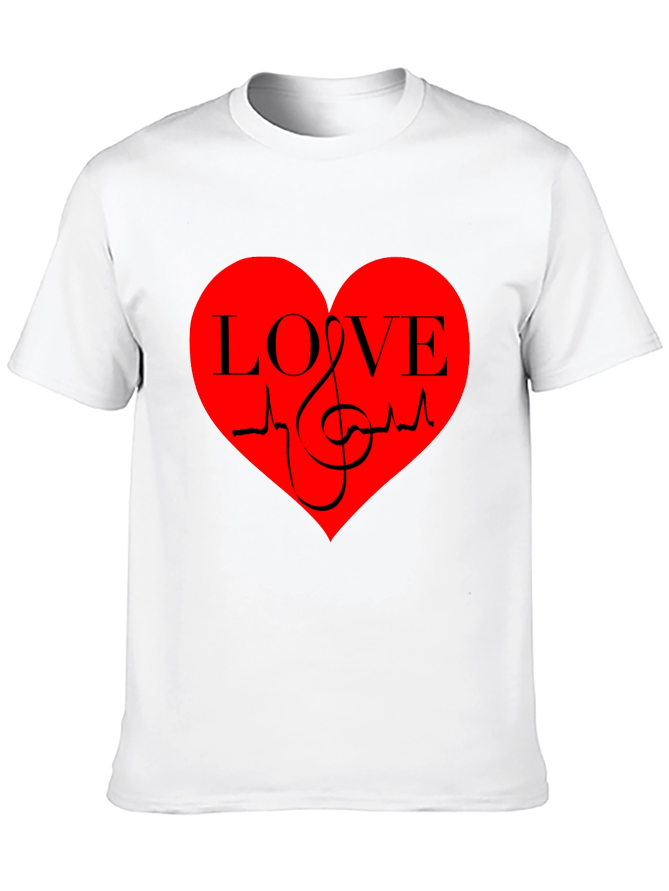 Love Music Heartbeat Graphic T-Shirt - Black