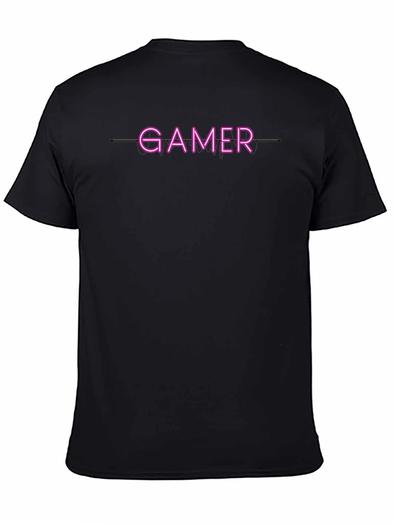 Gamer Neon Style Graphic Print Black T-Shirt