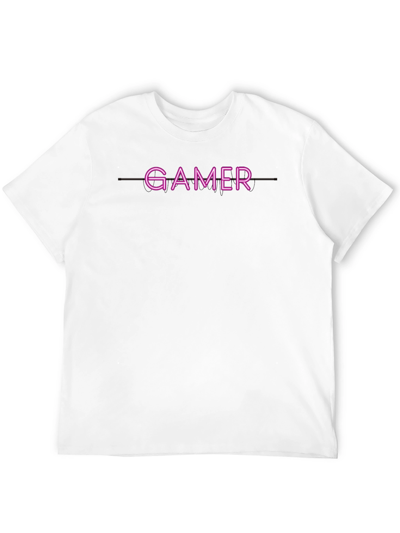 Gamer Neon Style Graphic Print Black T-Shirt