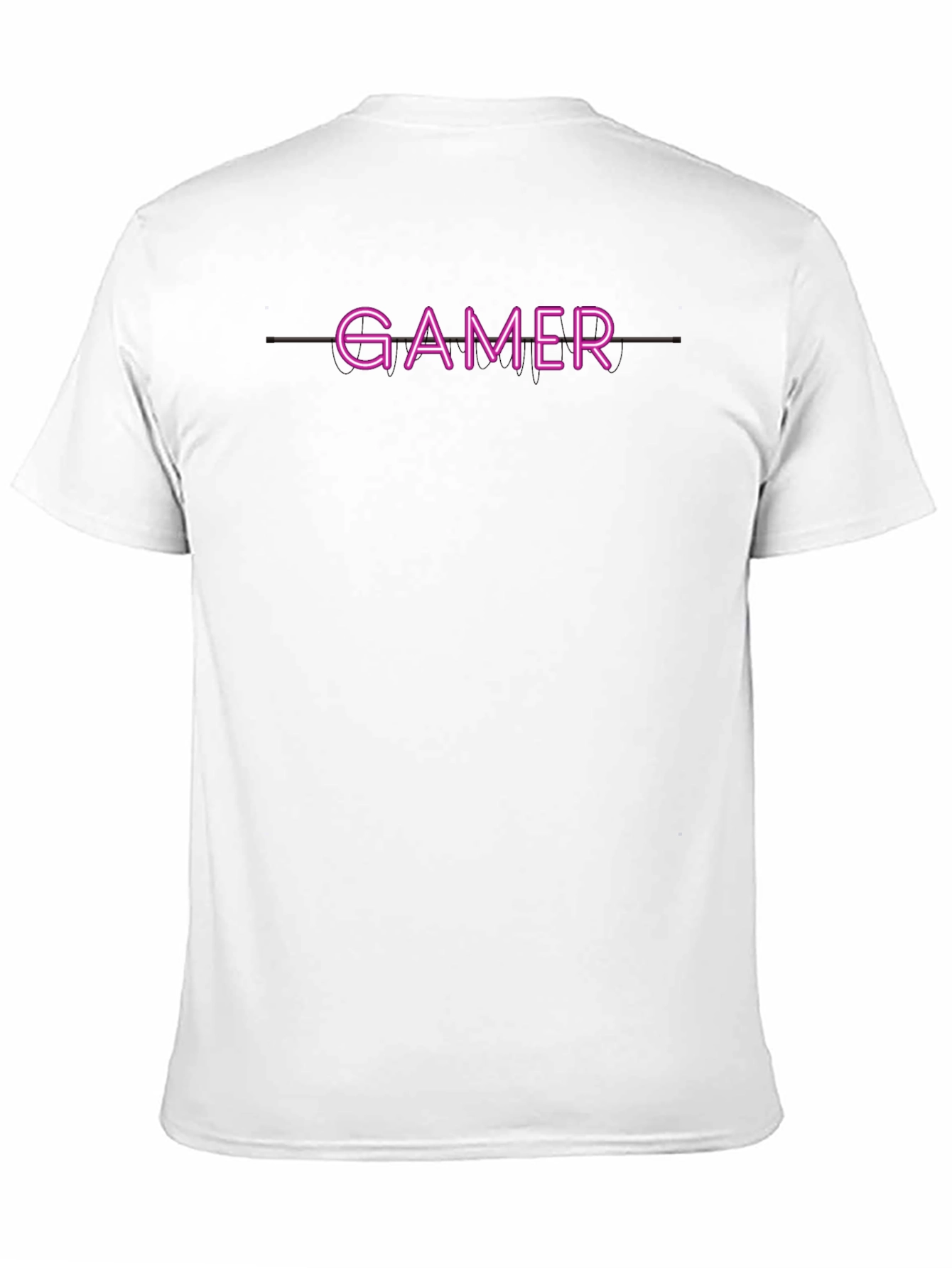 Gamer Neon Style Graphic Print Black T-Shirt