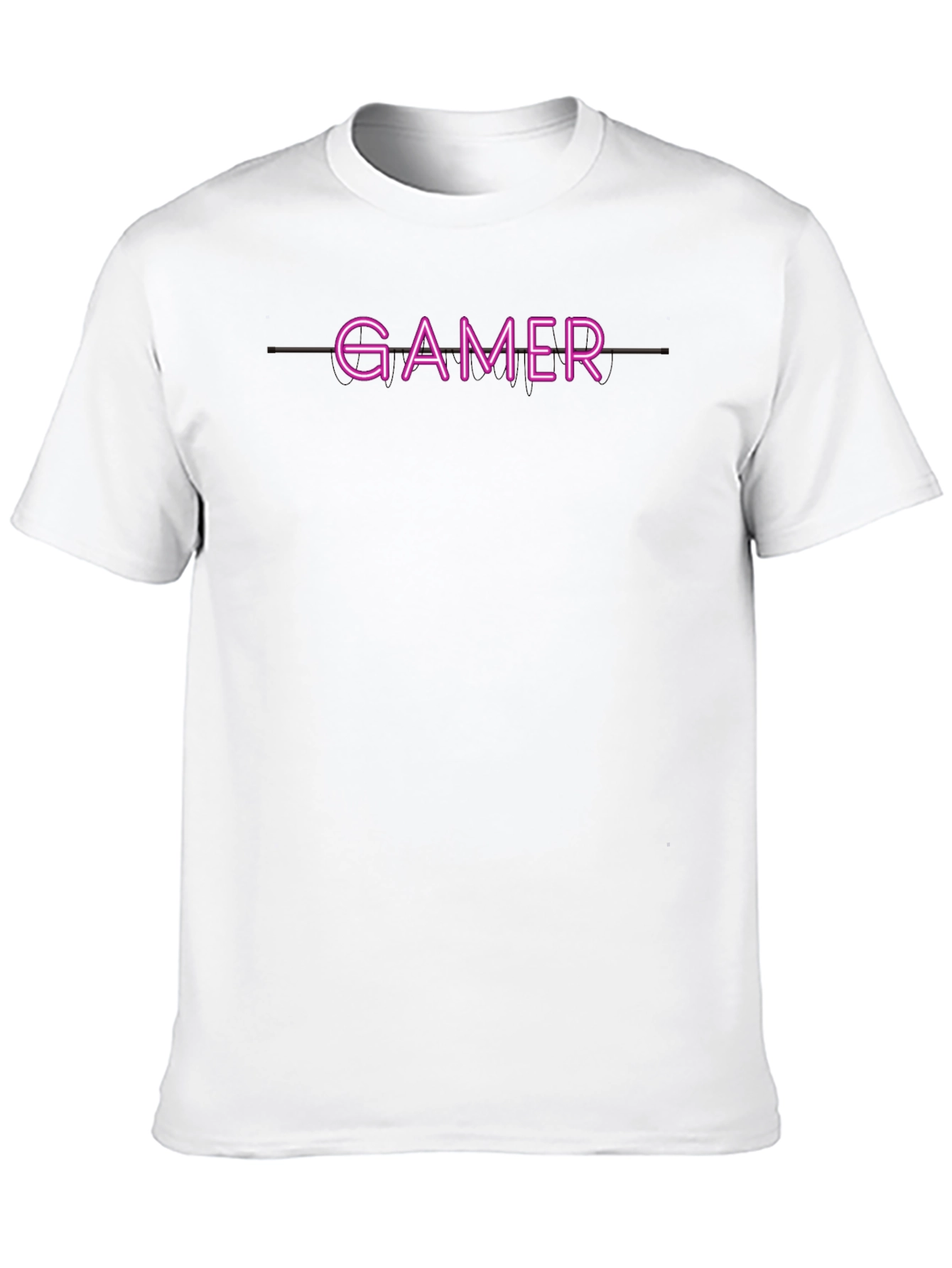 Gamer Neon Style Graphic Print Black T-Shirt