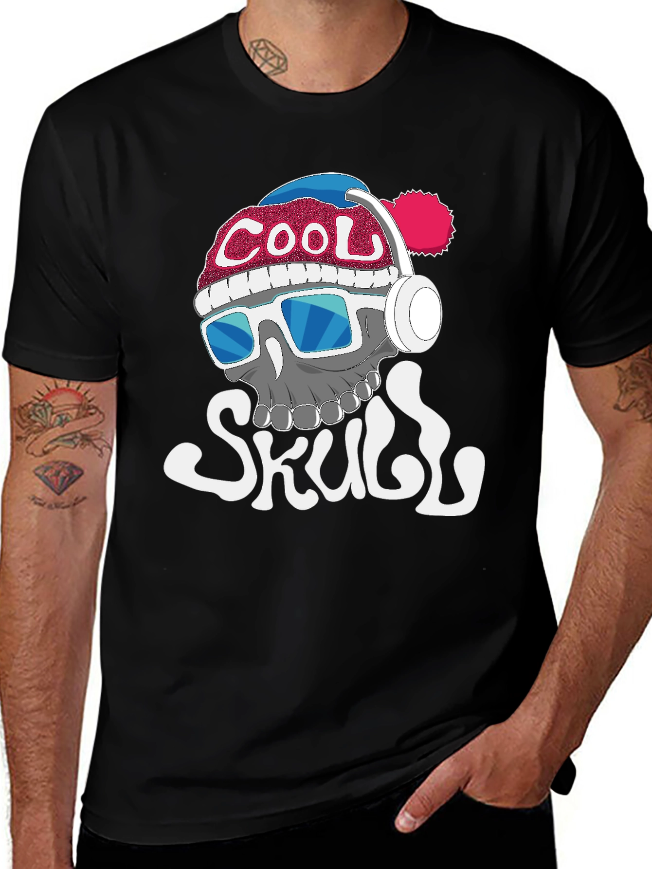 Cool Skull Graphic Tee - Black