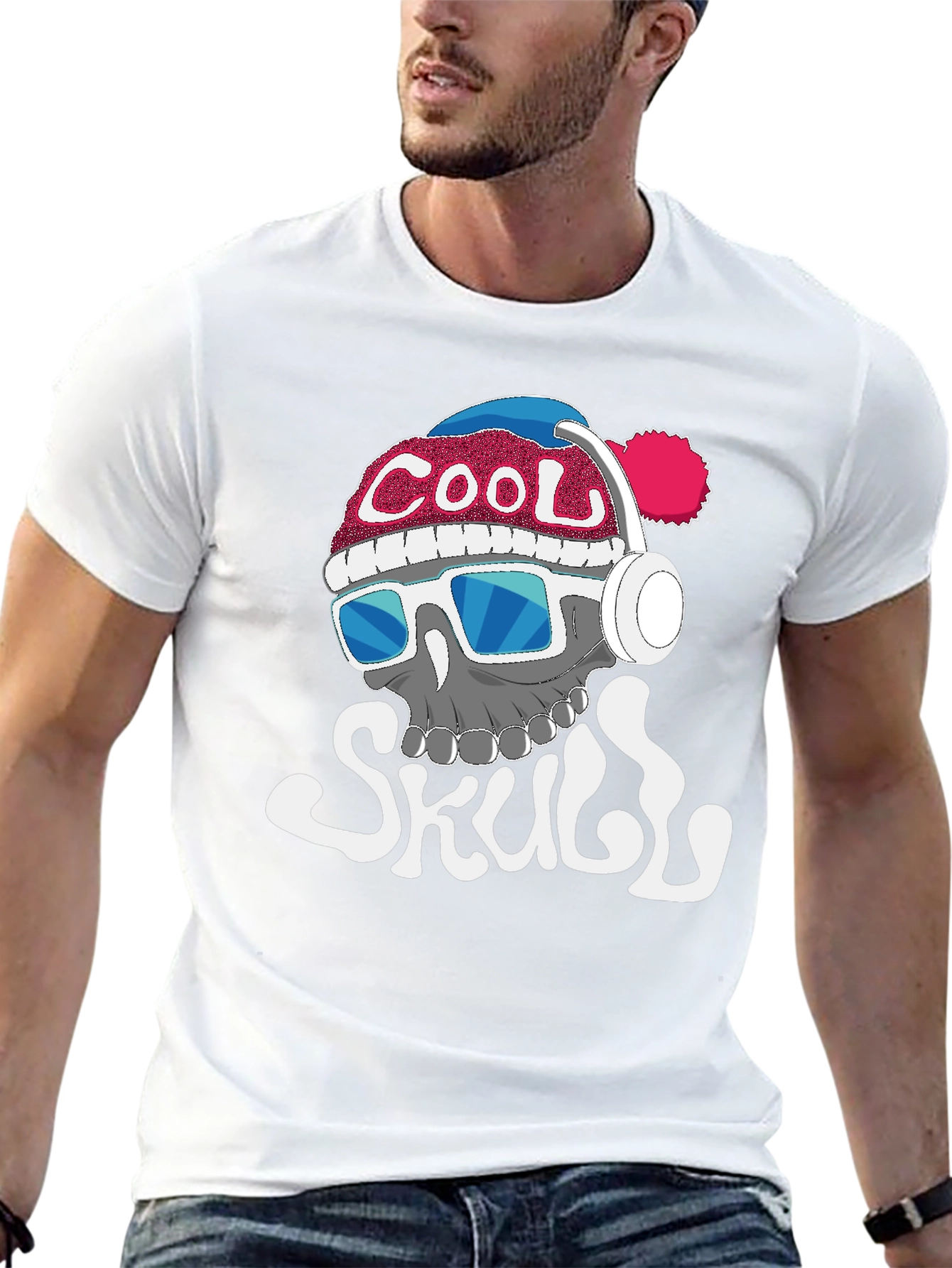 Cool Skull Graphic Tee - Black