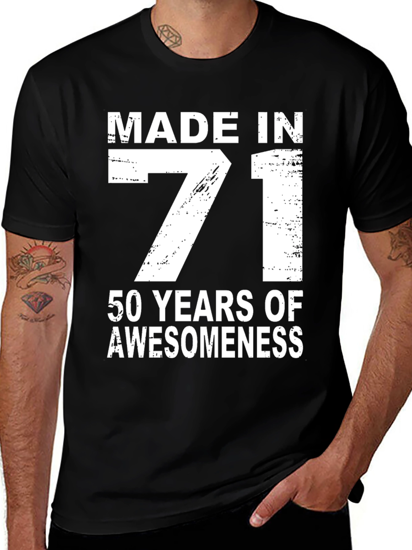 Made in 71 50 Years of Awesomeness Black T-Shirt