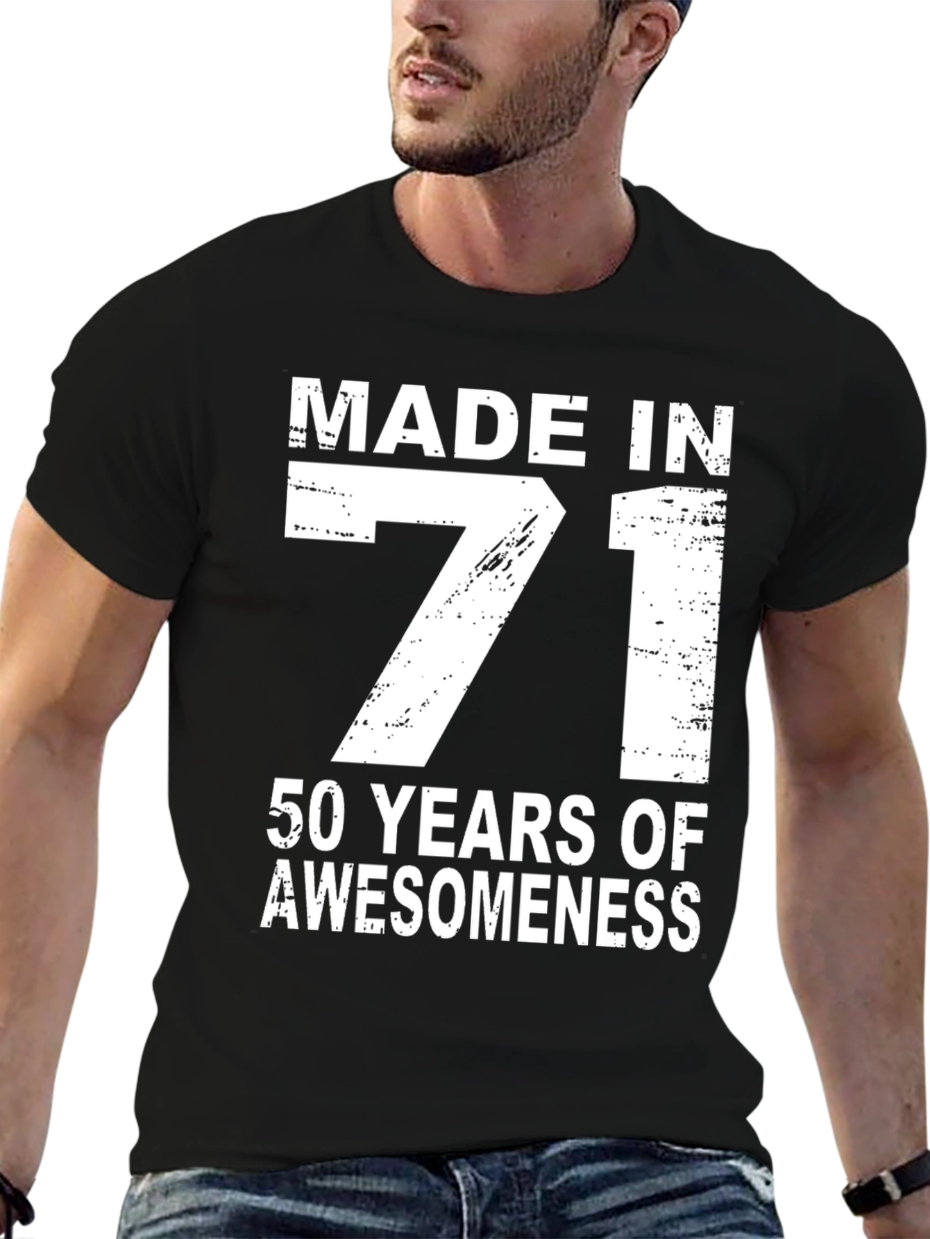 Made in 71 50 Years of Awesomeness Black T-Shirt