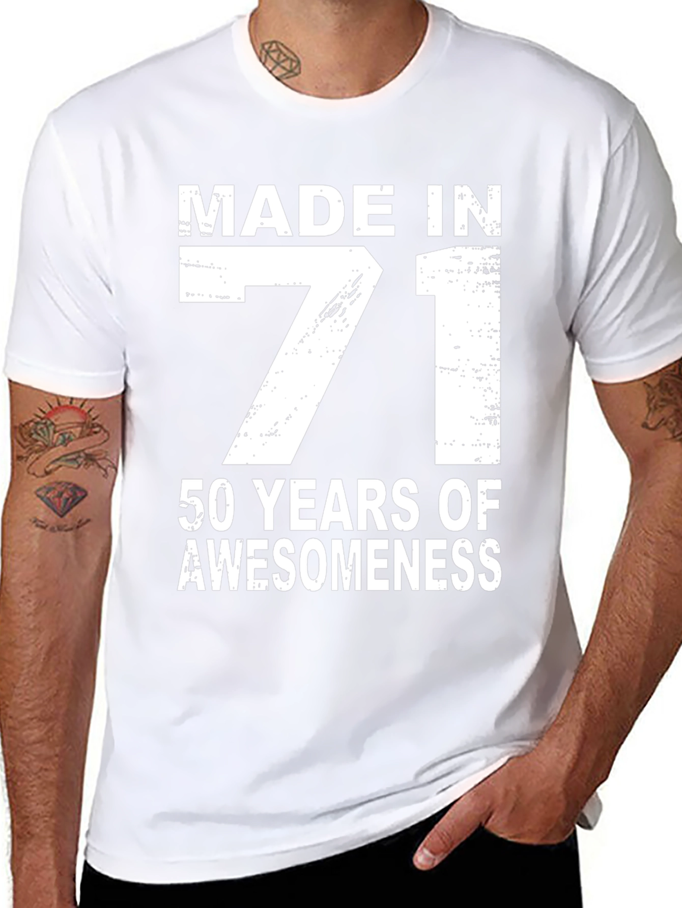 Made in 71 50 Years of Awesomeness Black T-Shirt