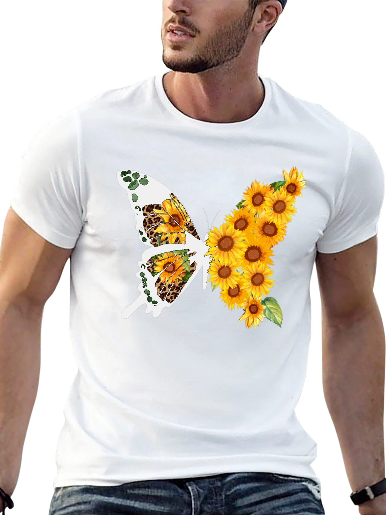 Sunflower Butterfly Graphic T-Shirt