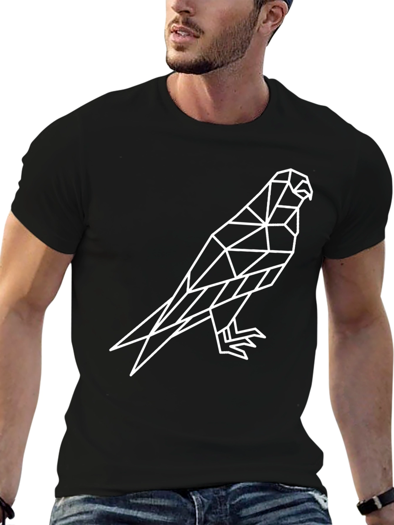 Geometric Falcon Graphic Tee - Mens Black T-Shirt