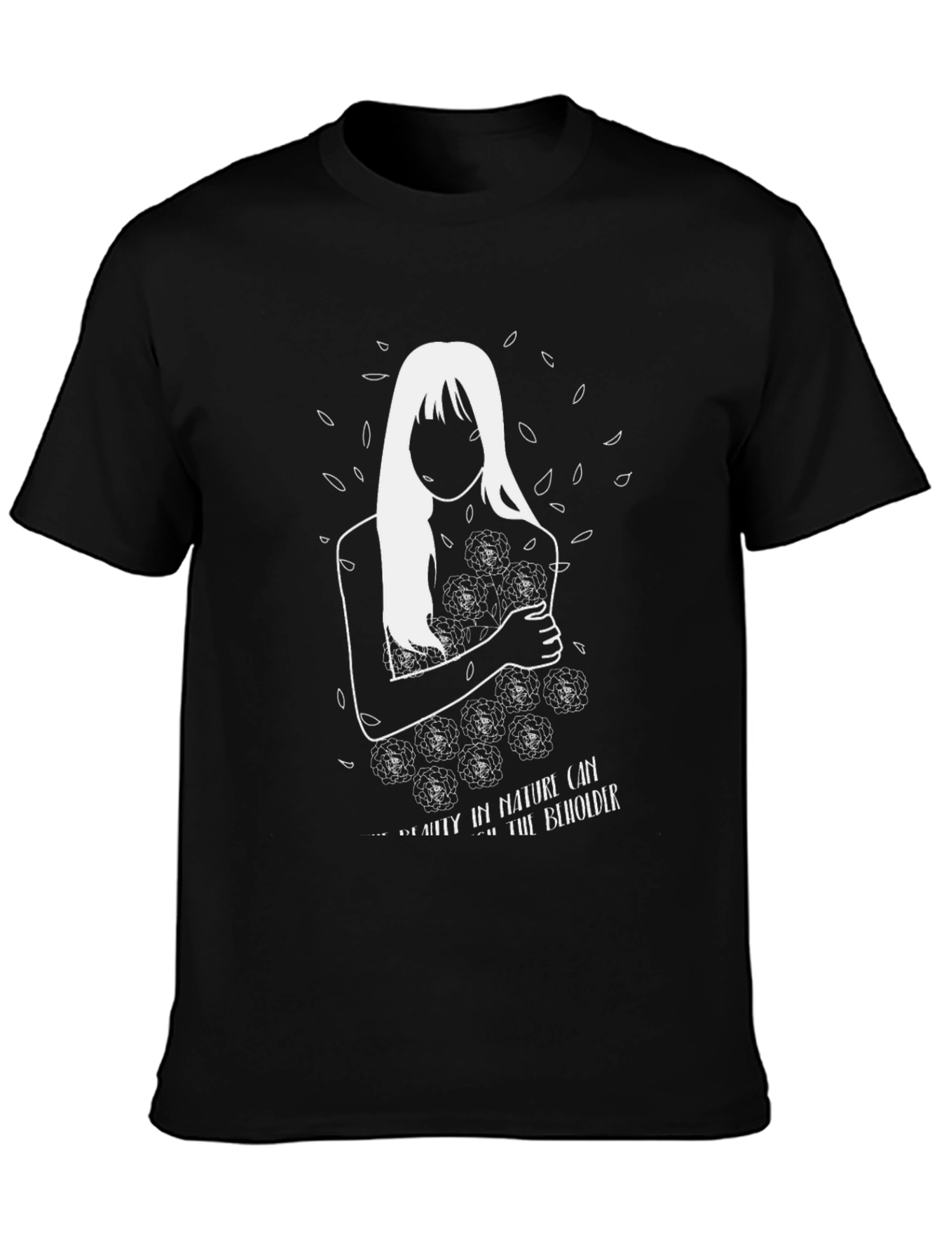 Abstract Floral Woman Graphic Tee - Black