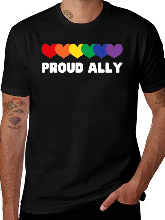 Proud Ally Rainbow Heart LGBT Pride T-Shirt