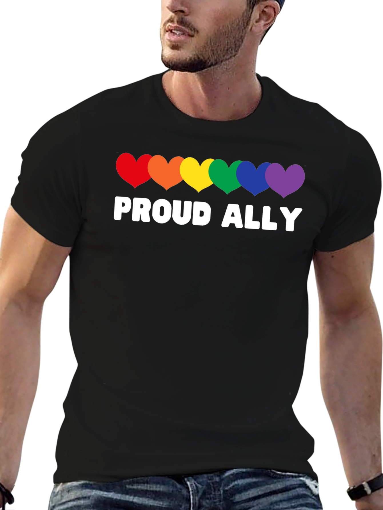 Proud Ally Rainbow Heart LGBT Pride T-Shirt
