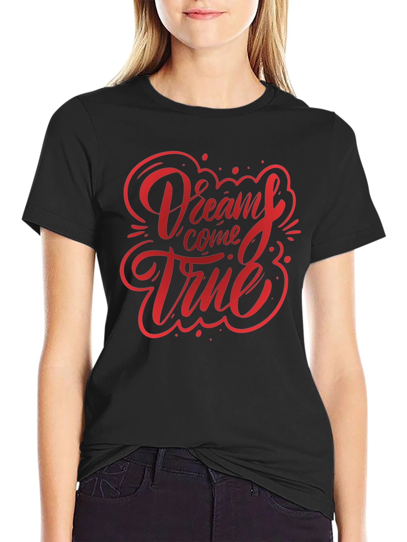 Dreams Come True Graphic Tee - Black Cotton T-Shirt