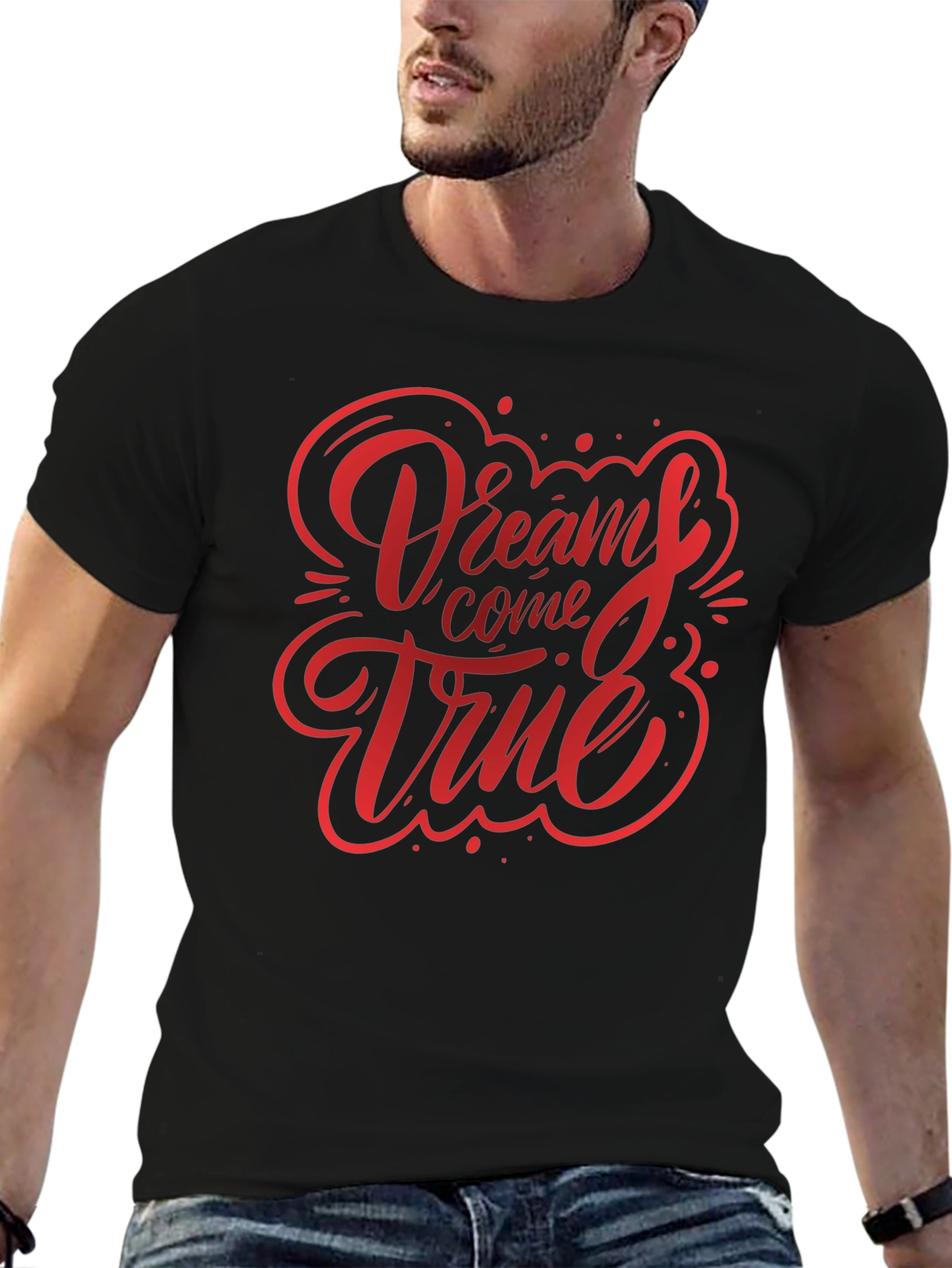 Dreams Come True Graphic Tee - Black Cotton T-Shirt