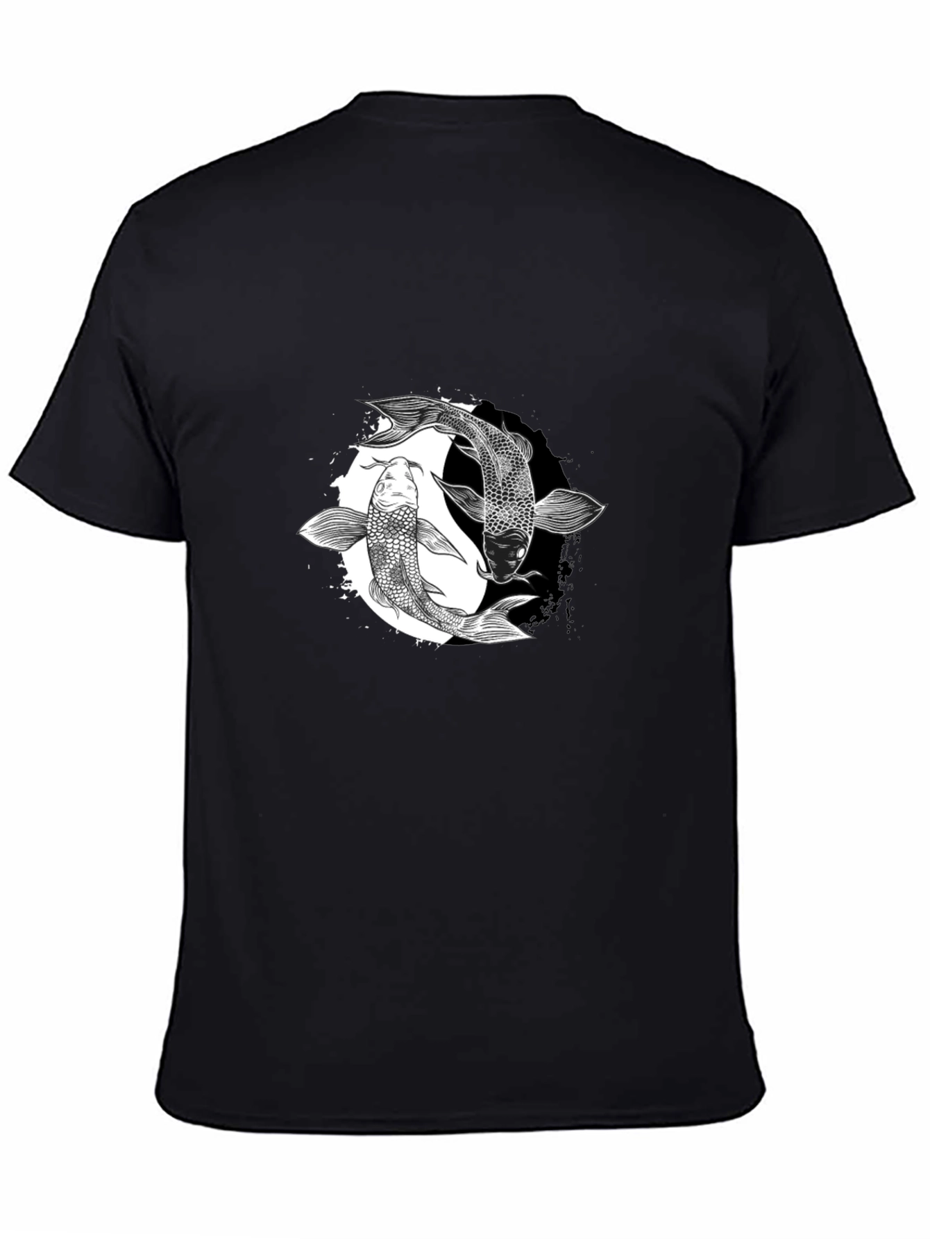 Yin Yang Koi Fish Graphic Tee - Black