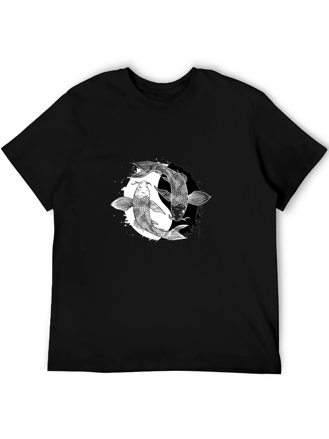 Yin Yang Koi Fish Graphic Tee - Black