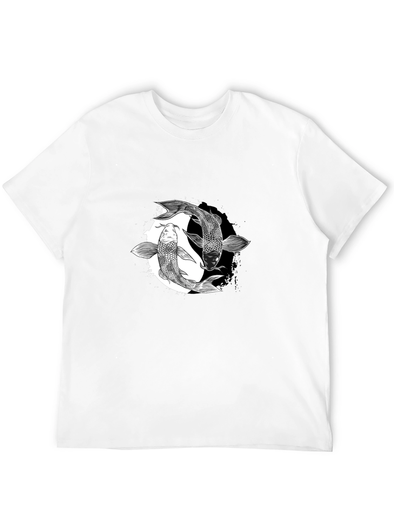 Yin Yang Koi Fish Graphic Tee - Black