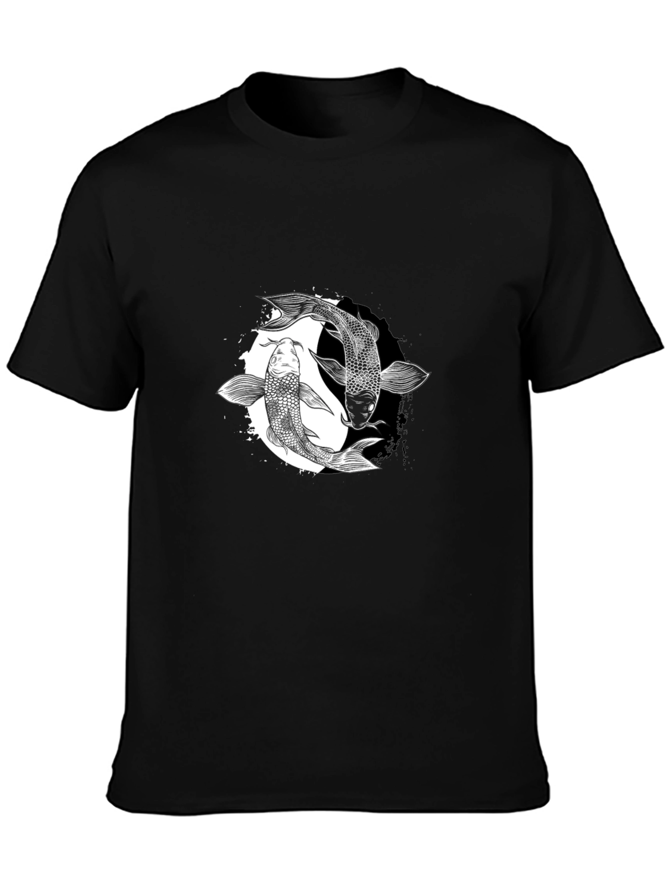 Yin Yang Koi Fish Graphic Tee - Black