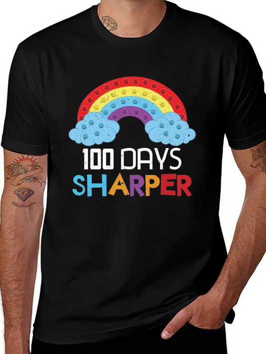 100 Days Sharper T-Shirt Rainbow Pop-It Design